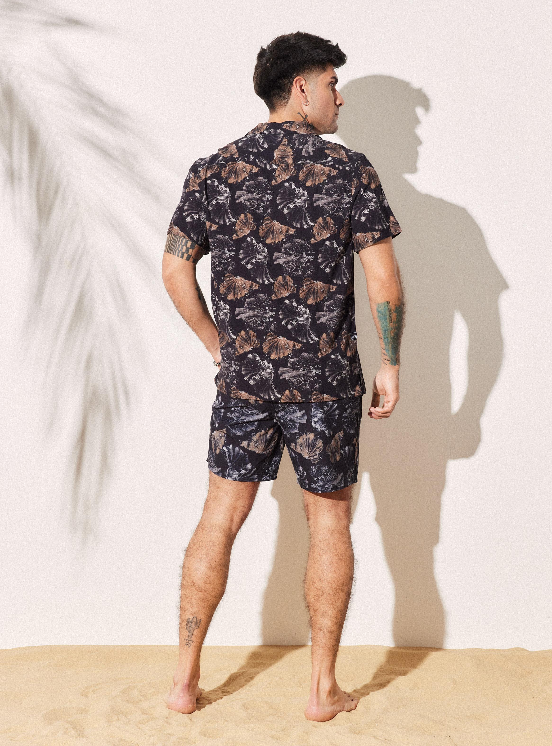 Camisa Cuello Resort Estampado Botánico-5