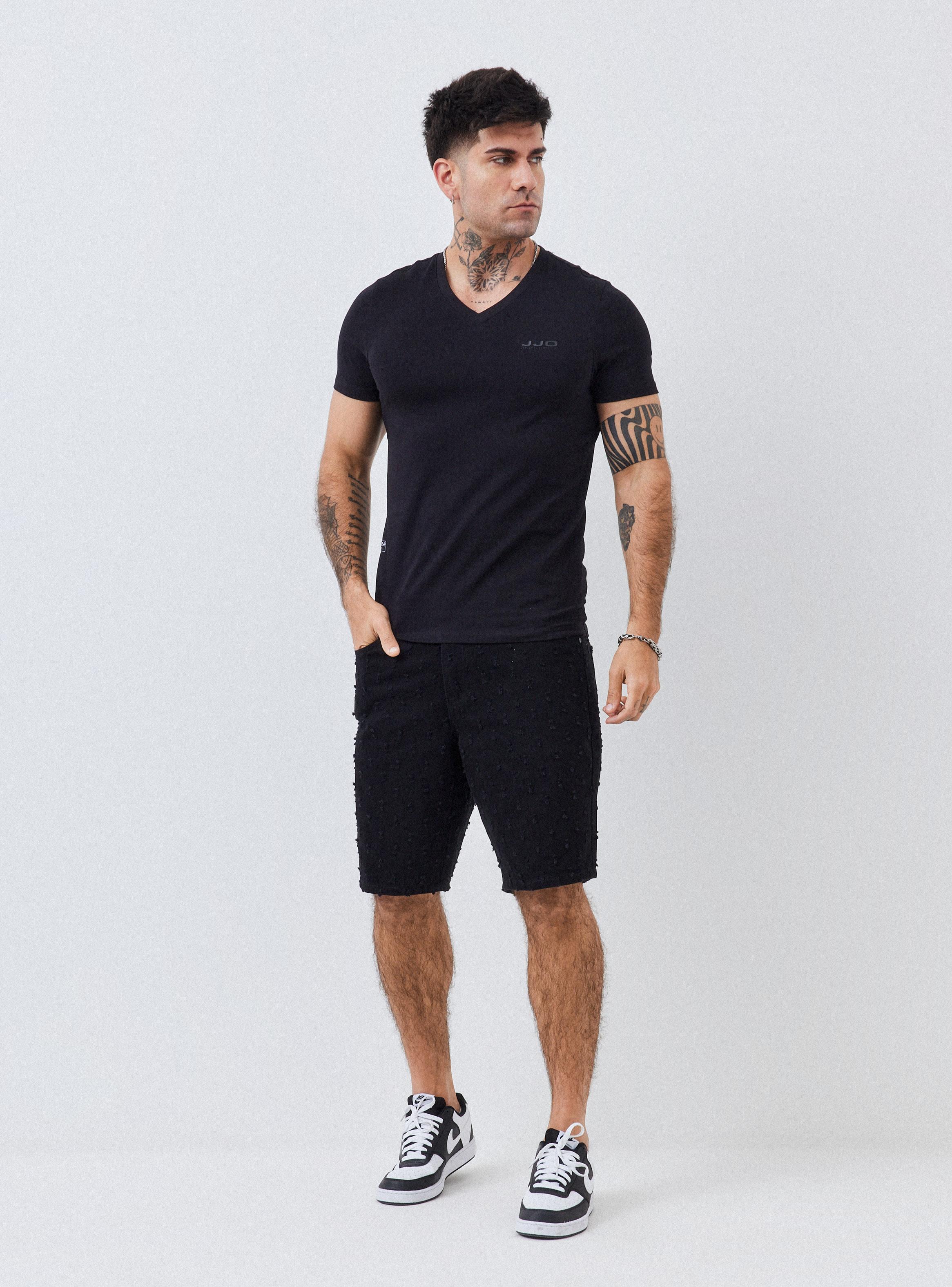 Polera Ajustada Cuello V Manga Corta-4