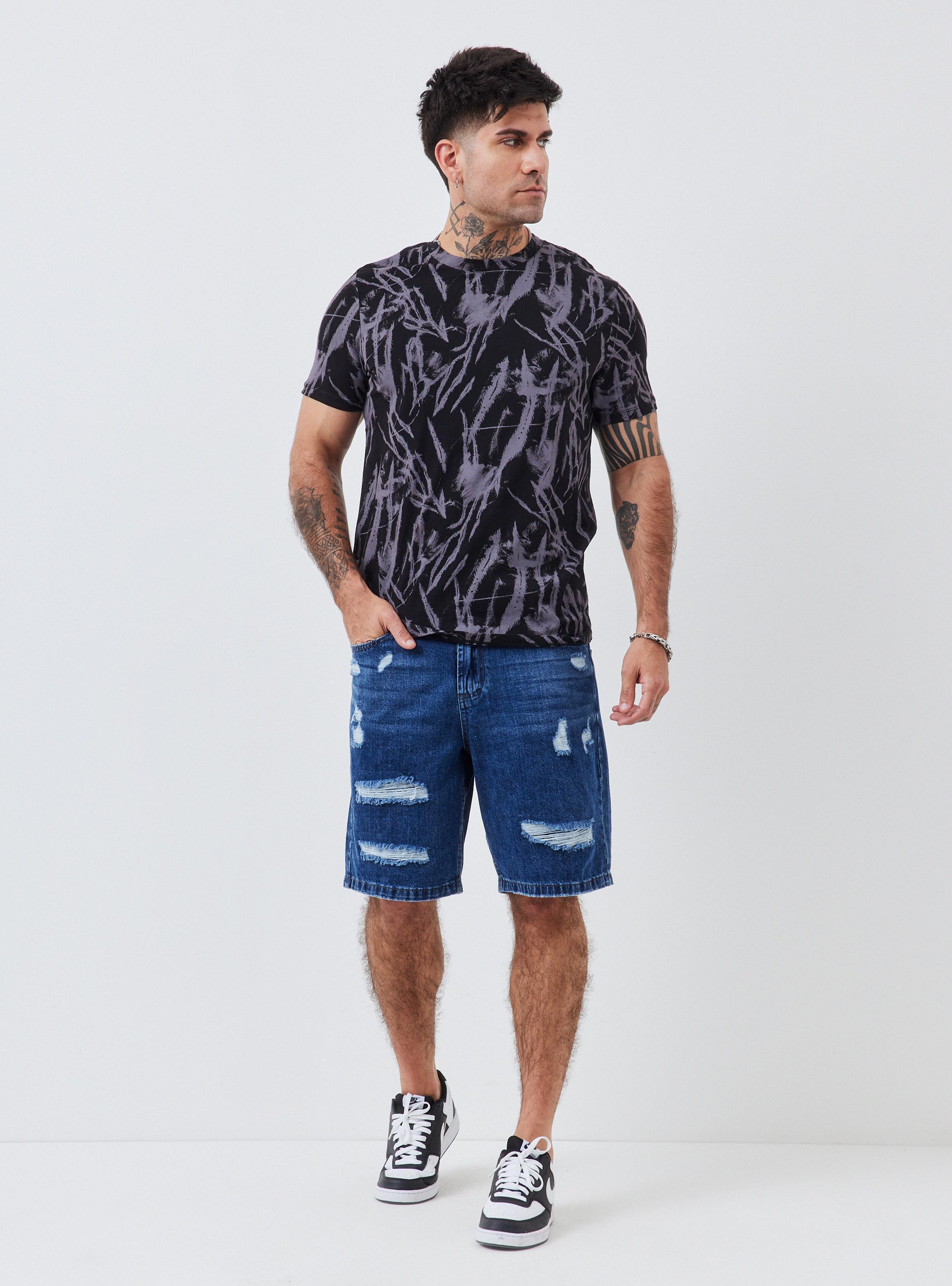 Polera Full Estampado Manchas Manga Corta-4