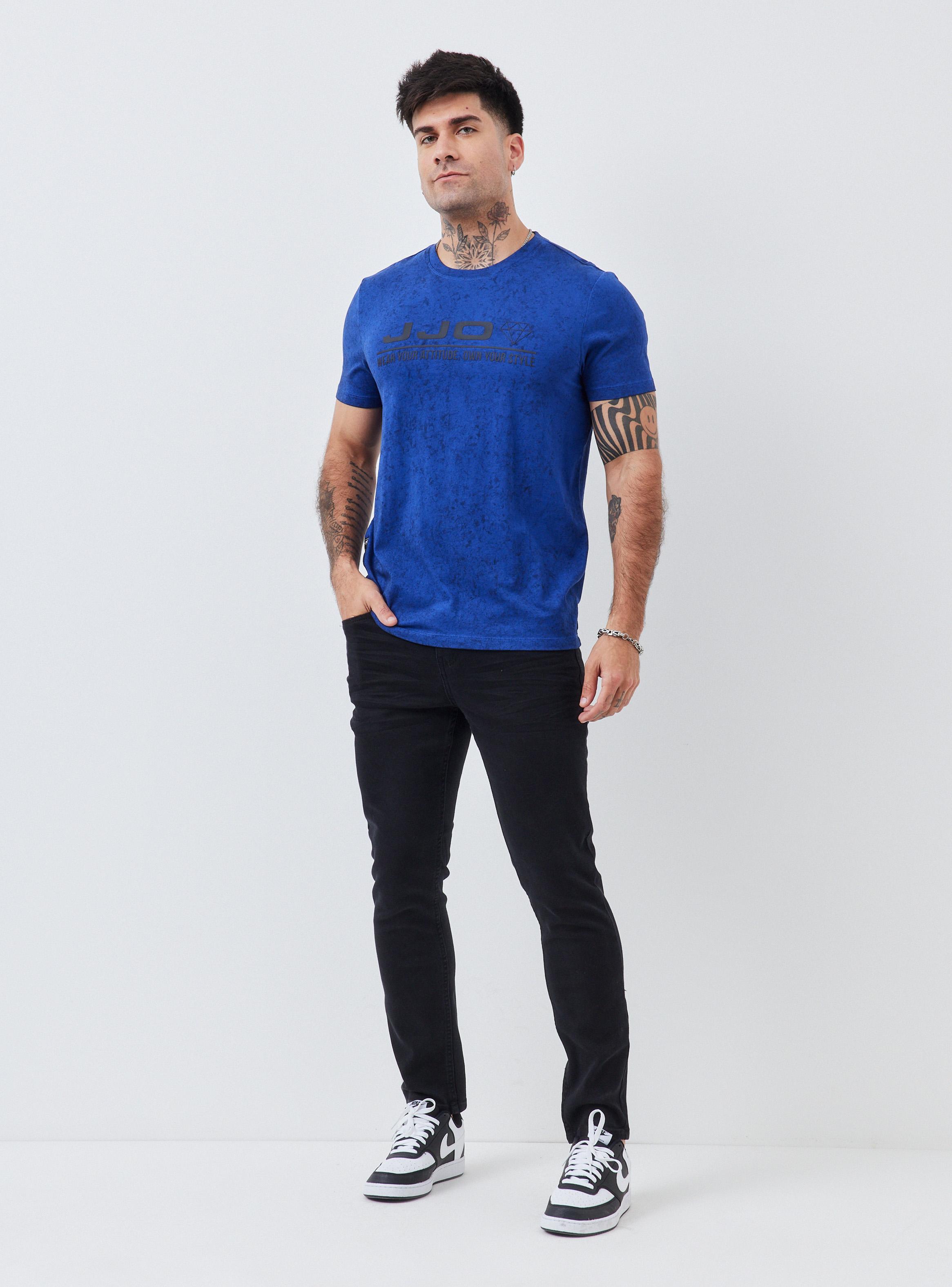 Polera Fondo Manchado Estampado Logo Frontal Manga Corta-4