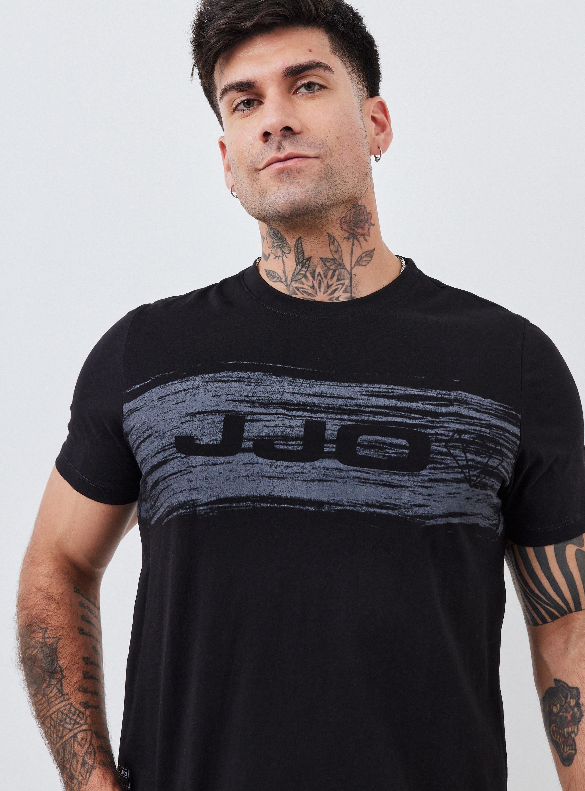 Polera Estampado Brochazo con Logo Manga Corta-2