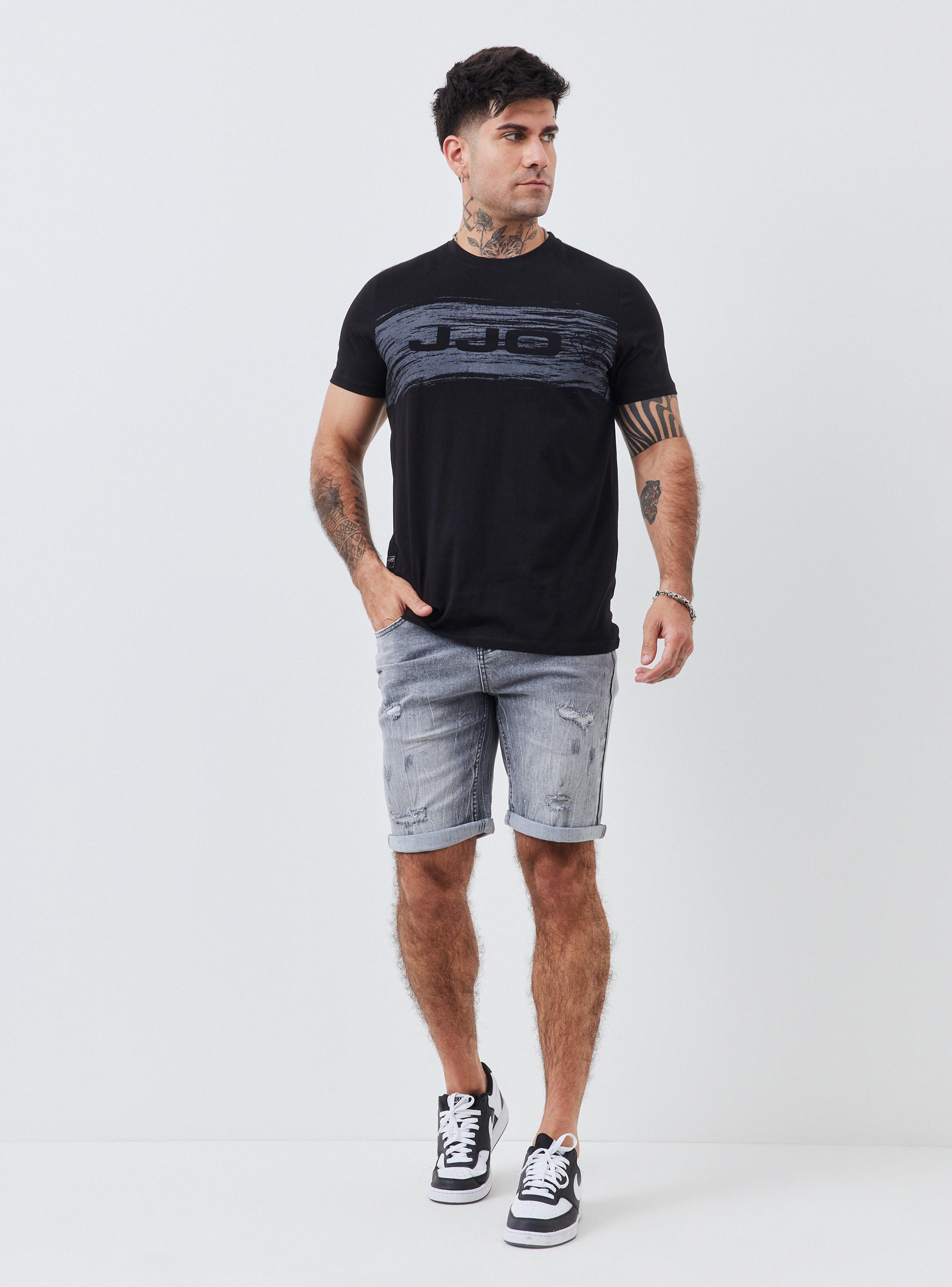 Polera Estampado Brochazo con Logo Manga Corta-4