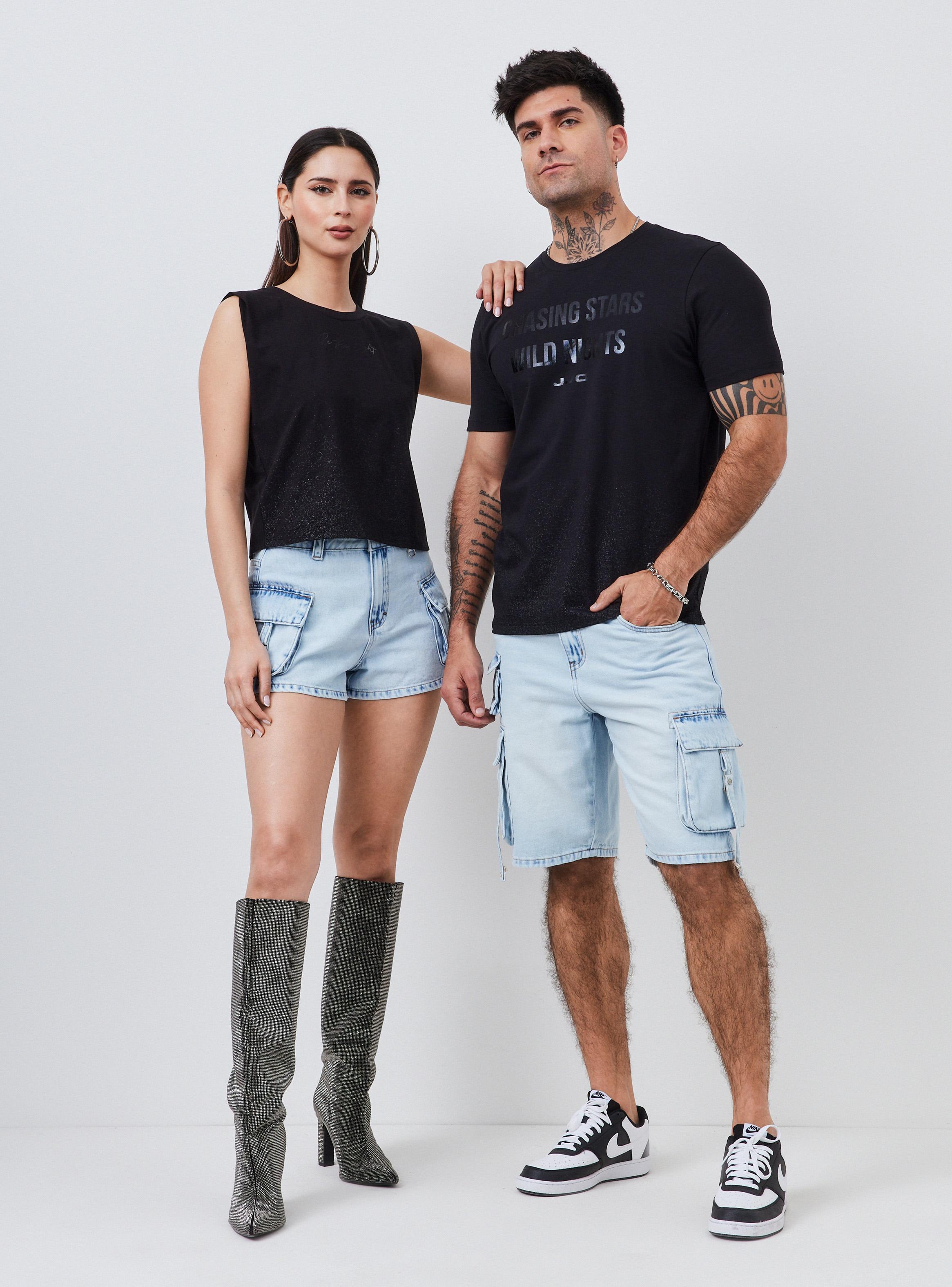 Polera Estampado Metalizado Manga Corta-4