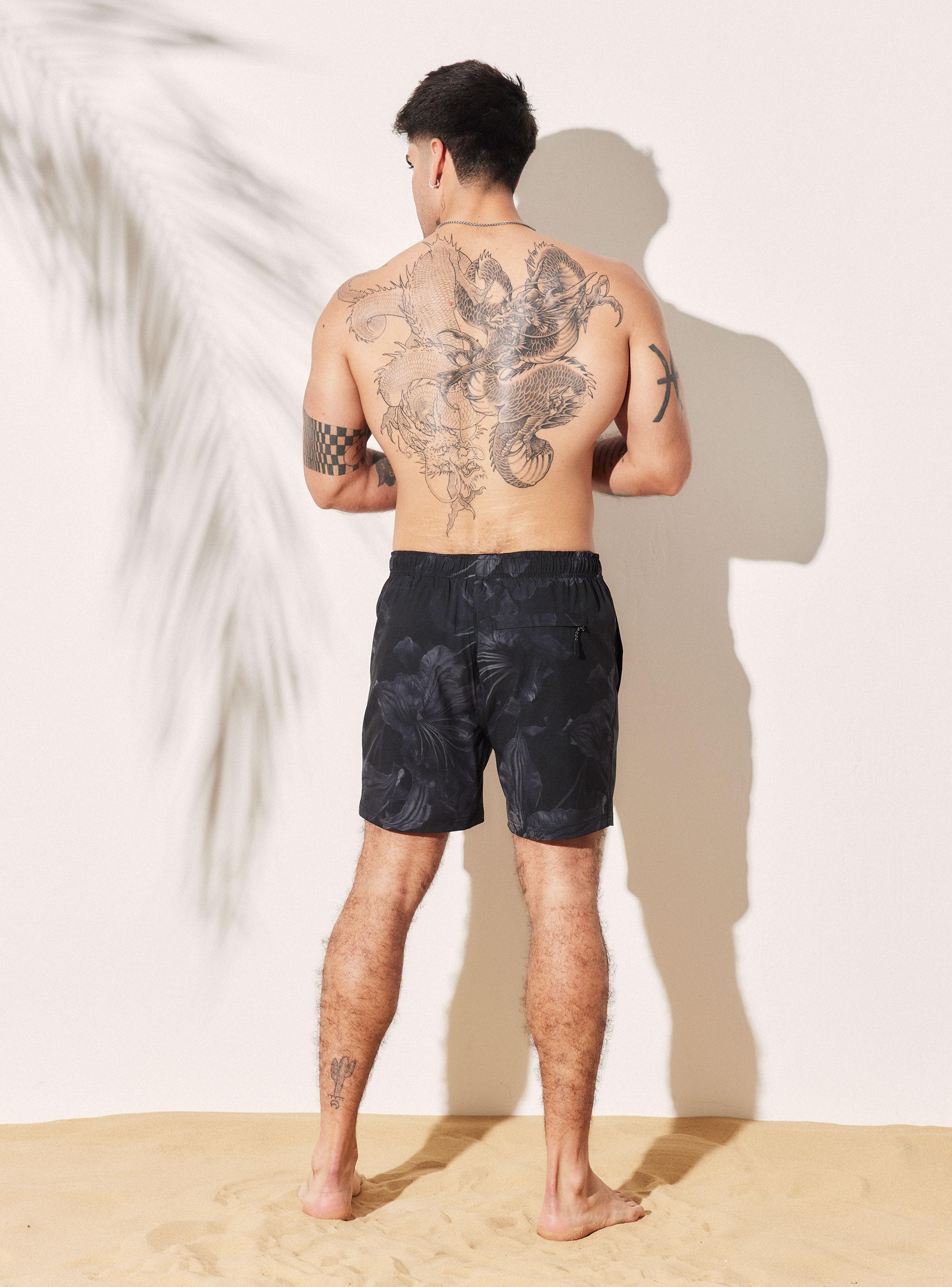 Traje de Baño Estampado Flores Oscuras-5