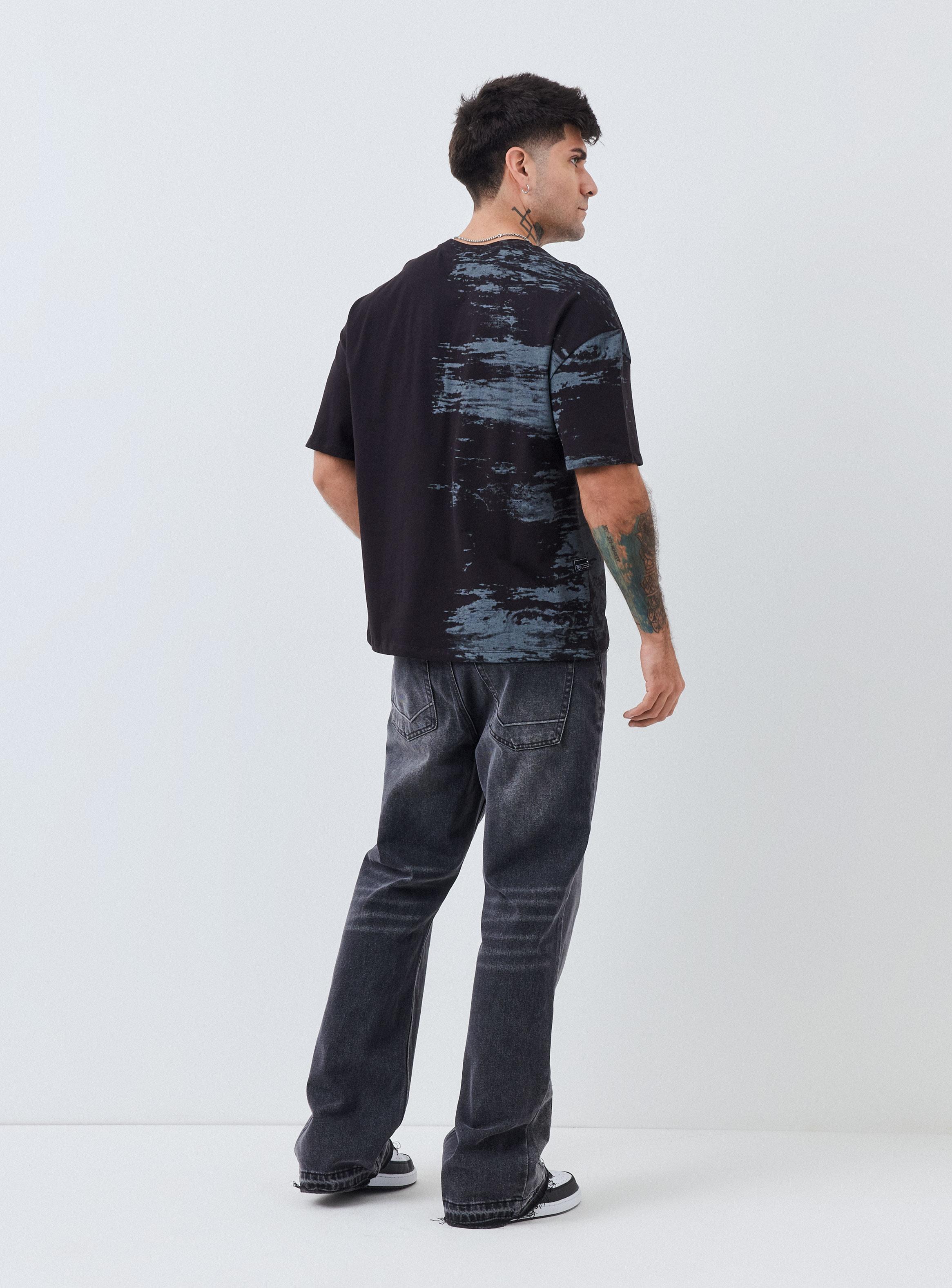 Polera Loose Fit Tela Gruesa Estampado Brochazos-5