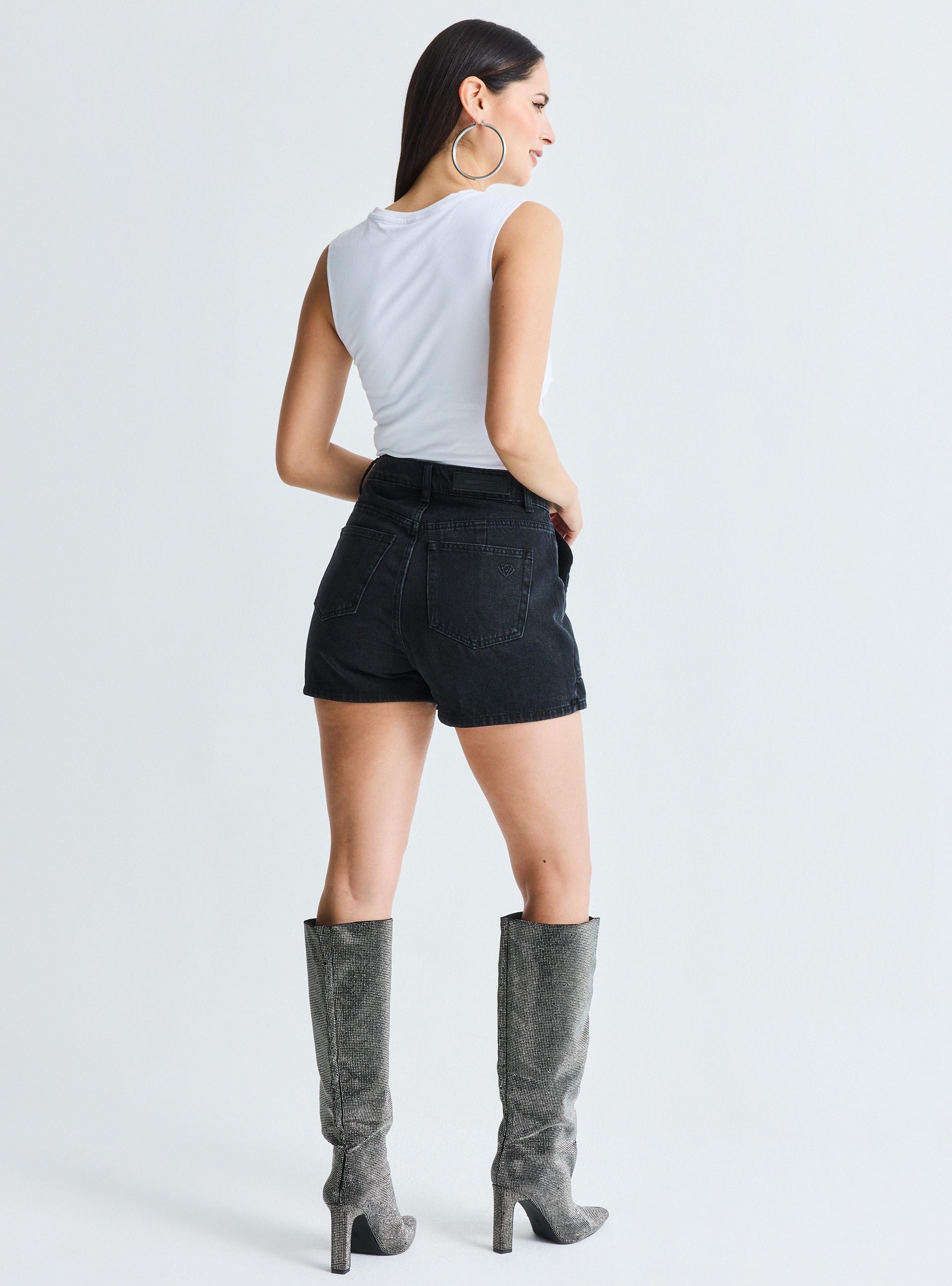 Falda Skort Bolsillos Parche con Strass-5