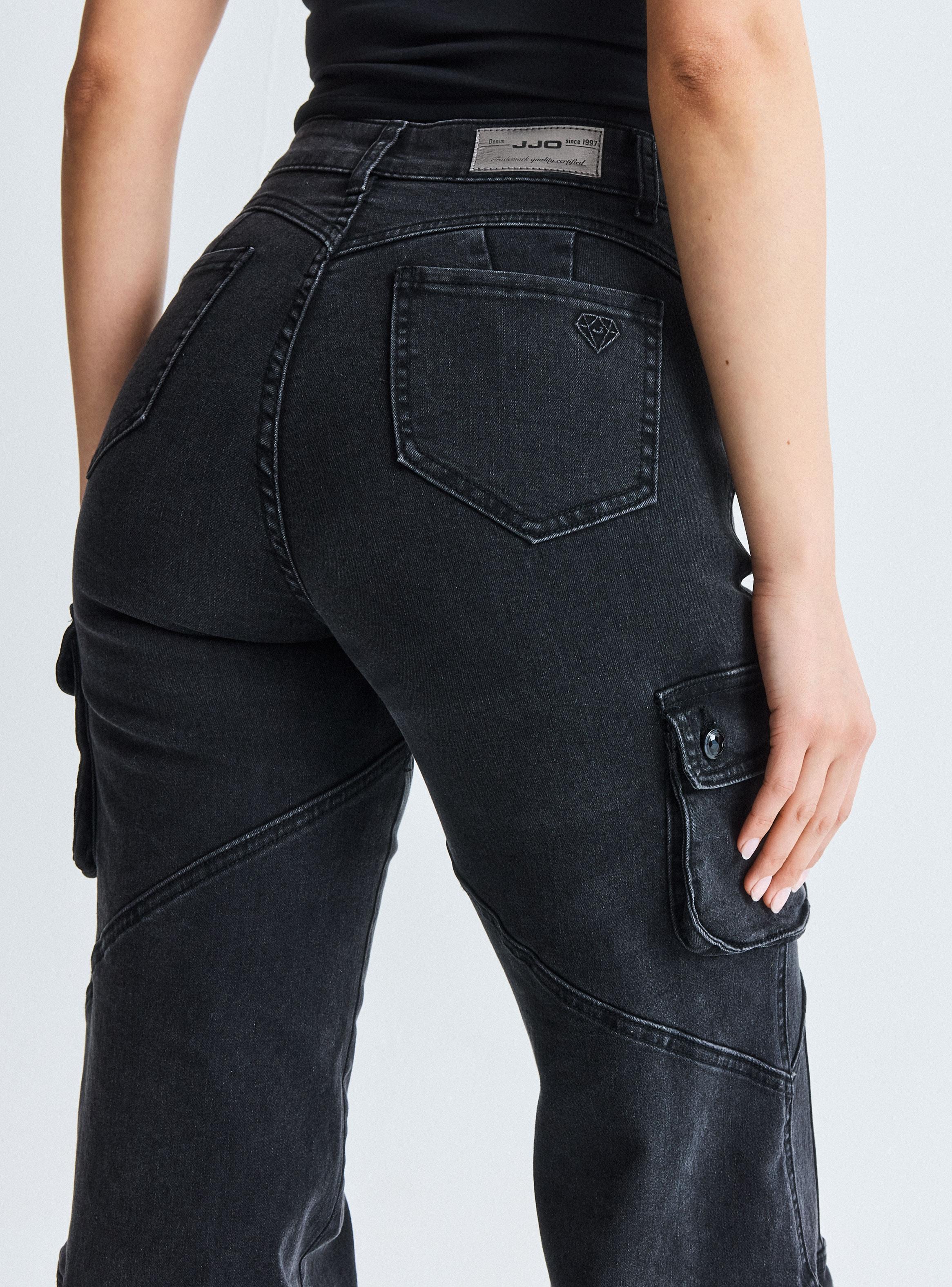 Jeans Wide Leg Cargo Gravillado-3