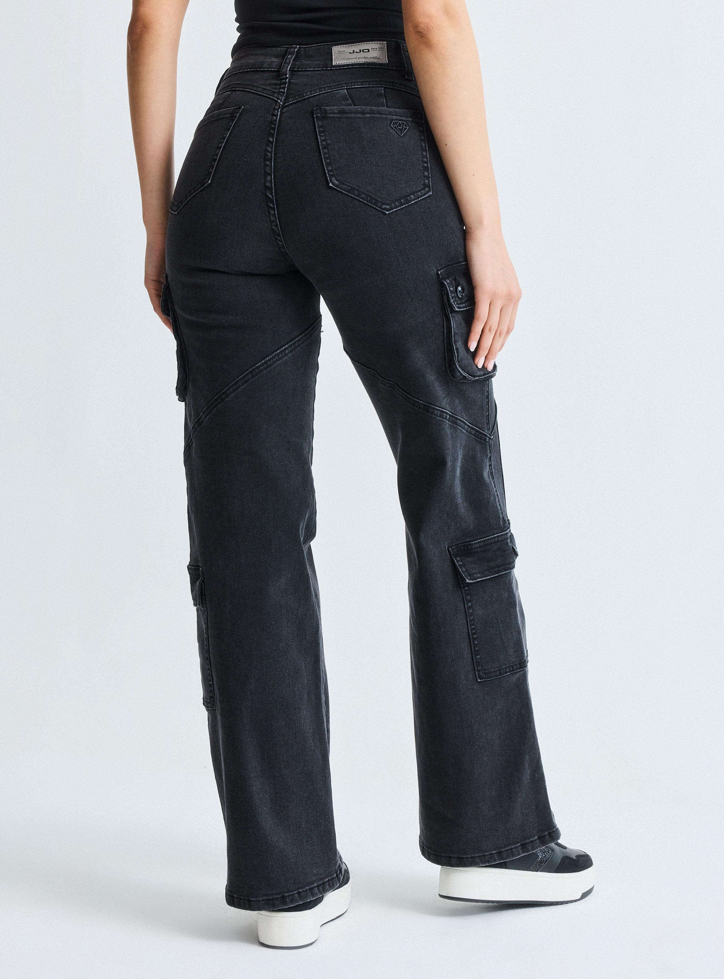 Jeans Wide Leg Cargo Gravillado-1