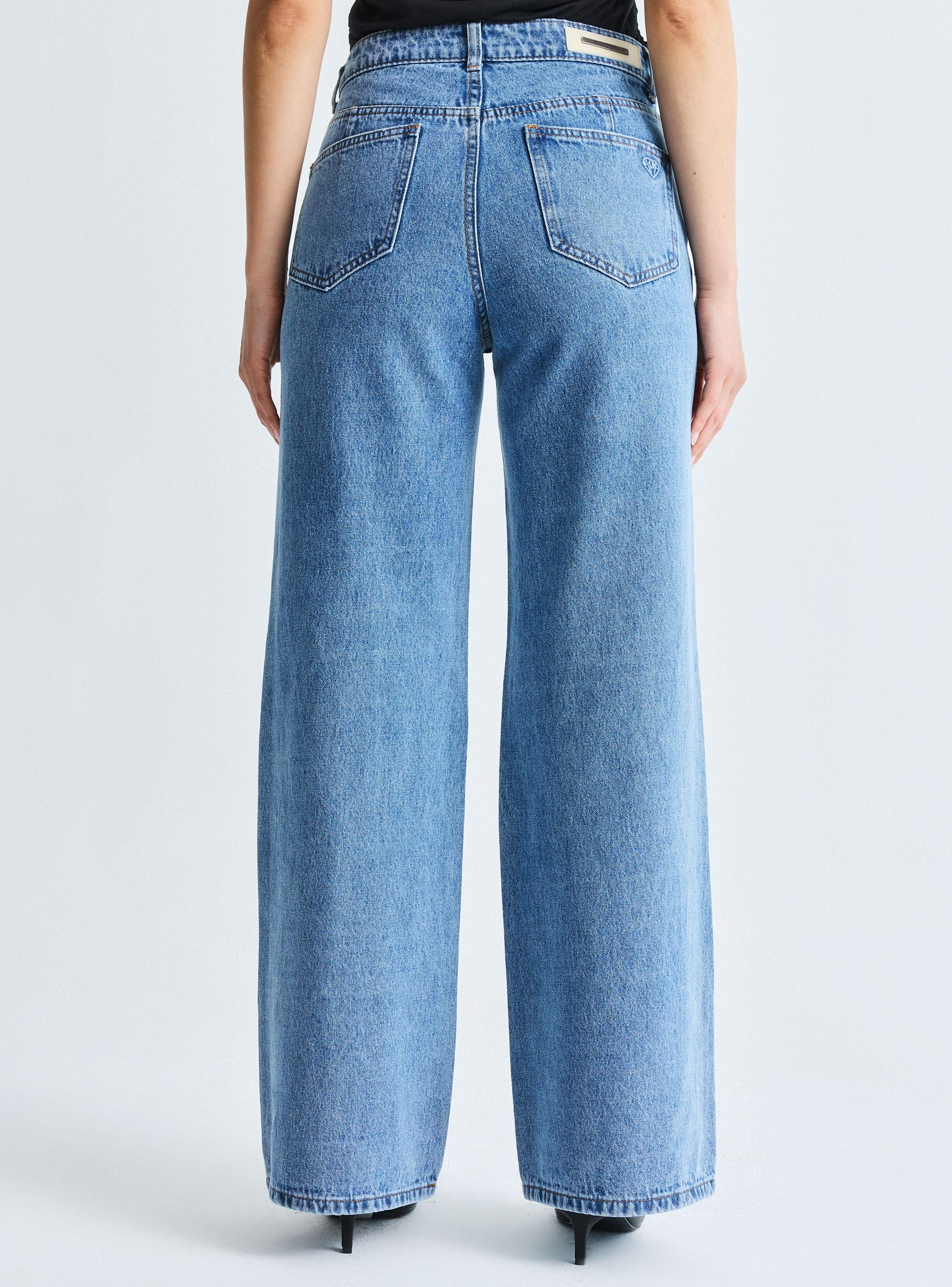 Jeans Wide Leg Aplicación de Strass con Forma-1