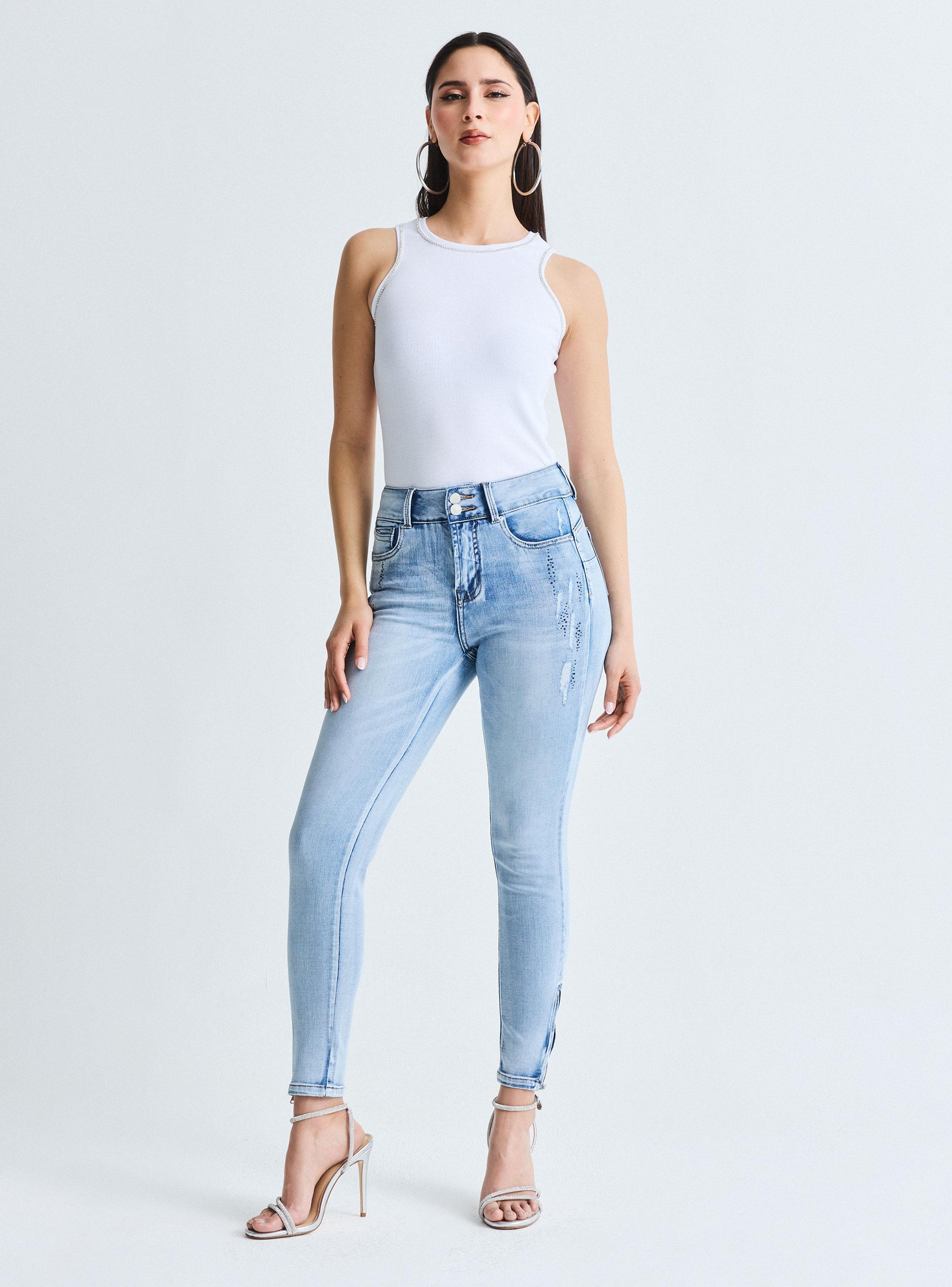 Jeans Push Up 2 Botones con Aplicaciones y Cierre en la Bota-4