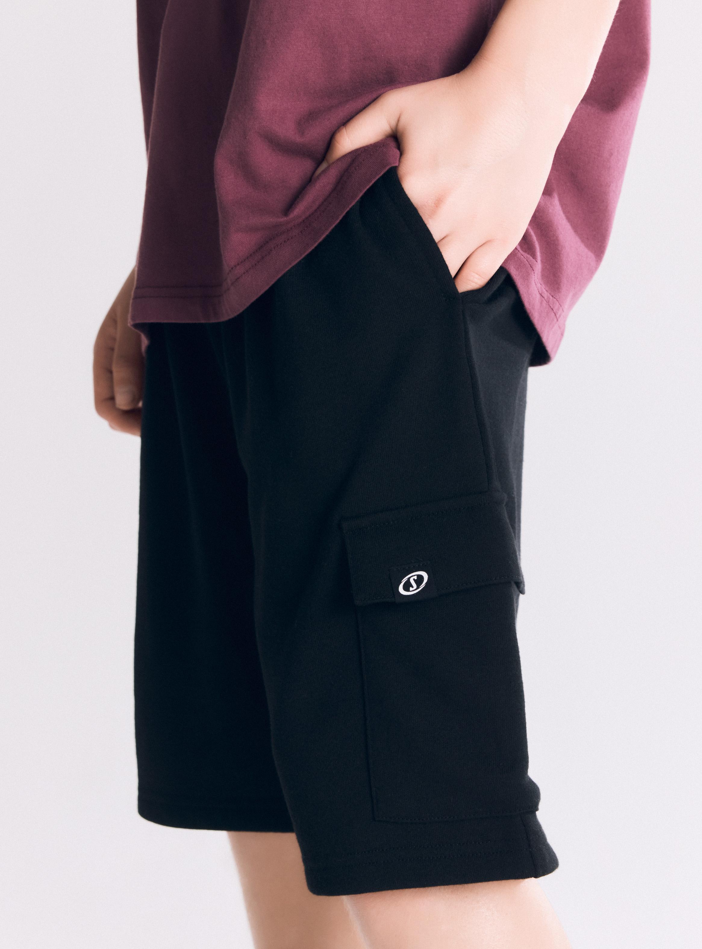 Short Buzo con Bolsillos Cargo y Cintura Ajustable-4