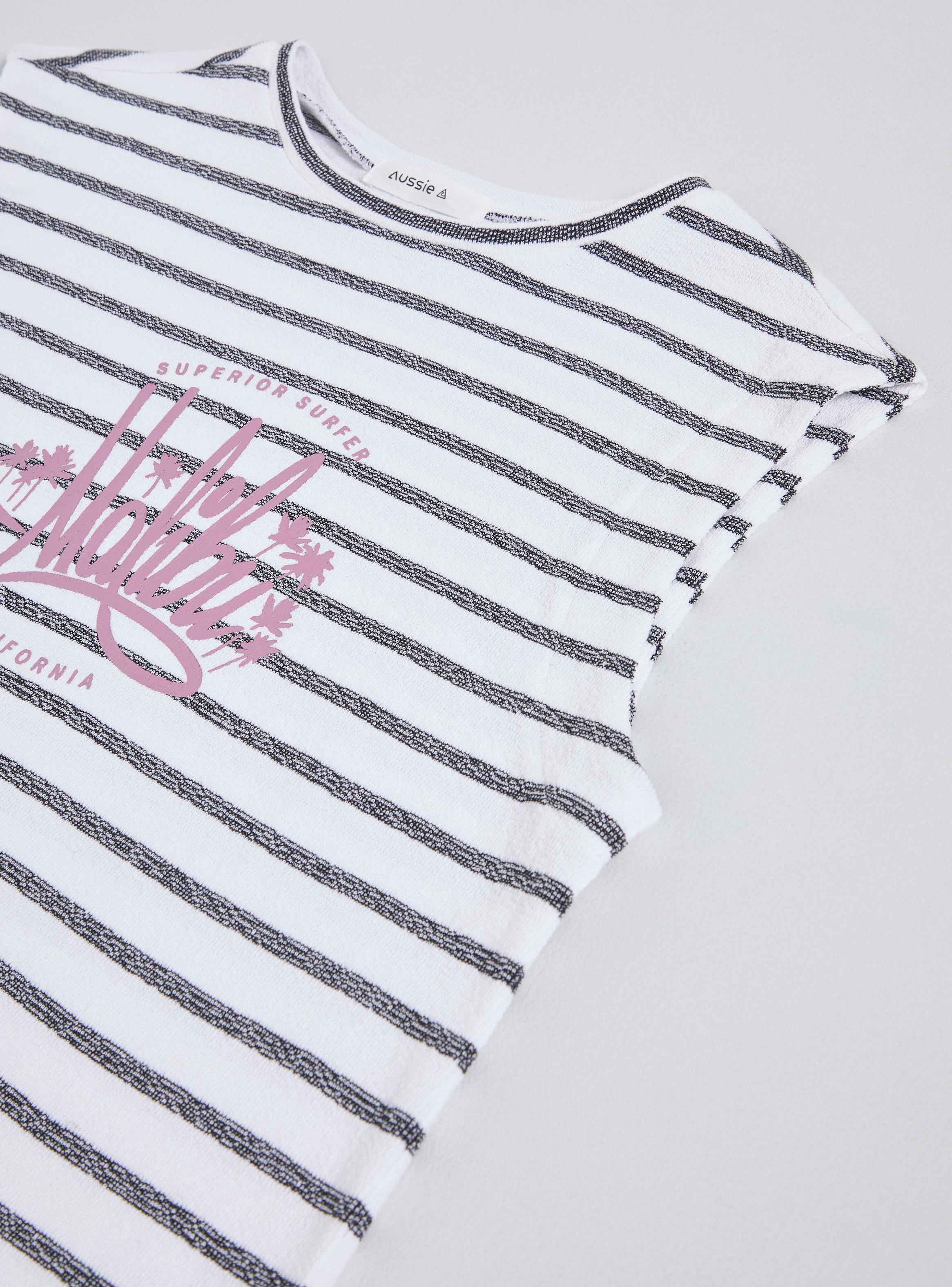 Polera Rayada con Estampado Tipo Graffiti-2