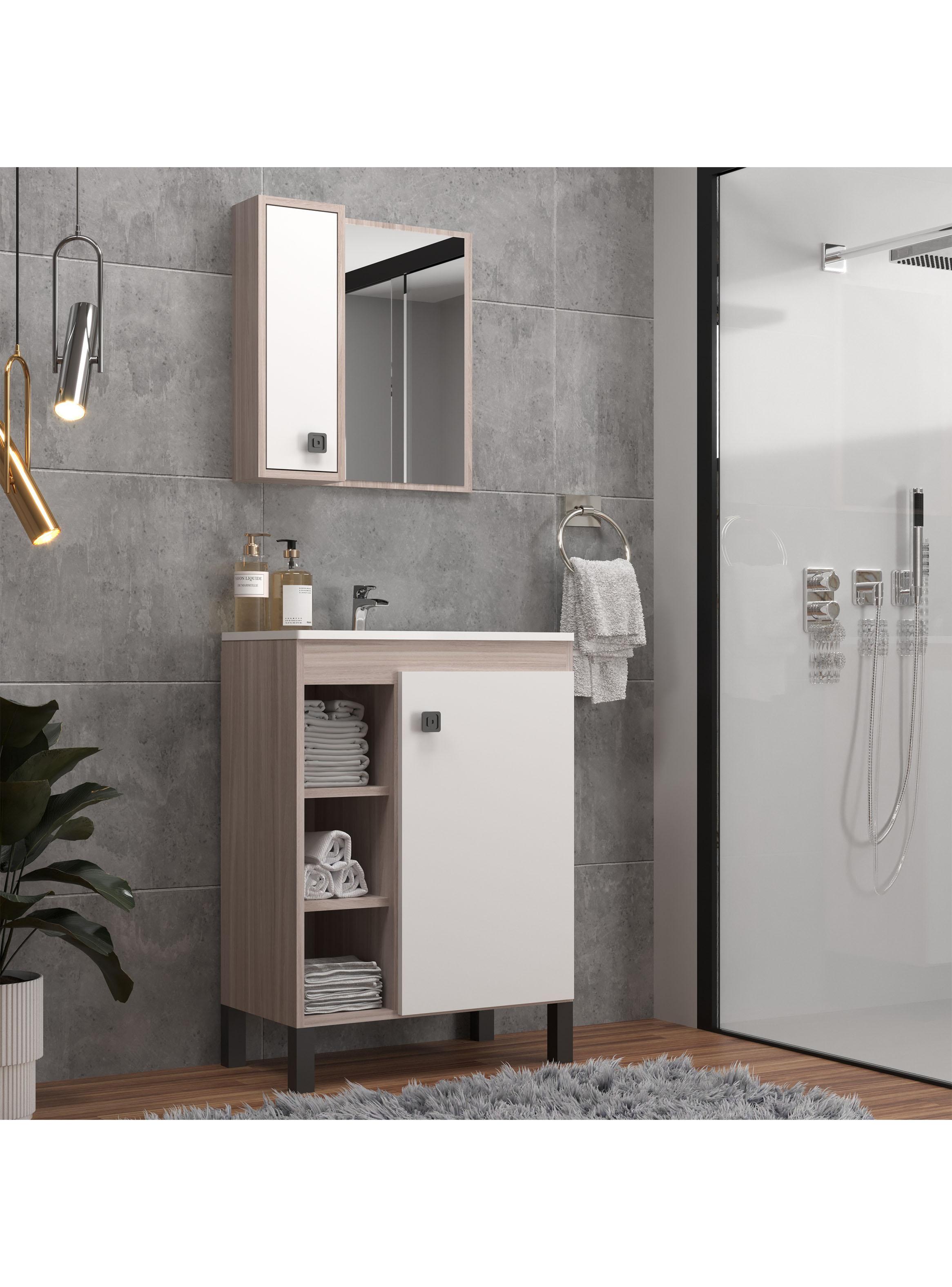Mueble Baño con Lavamanos 1 Puerta 3 Espacios-3