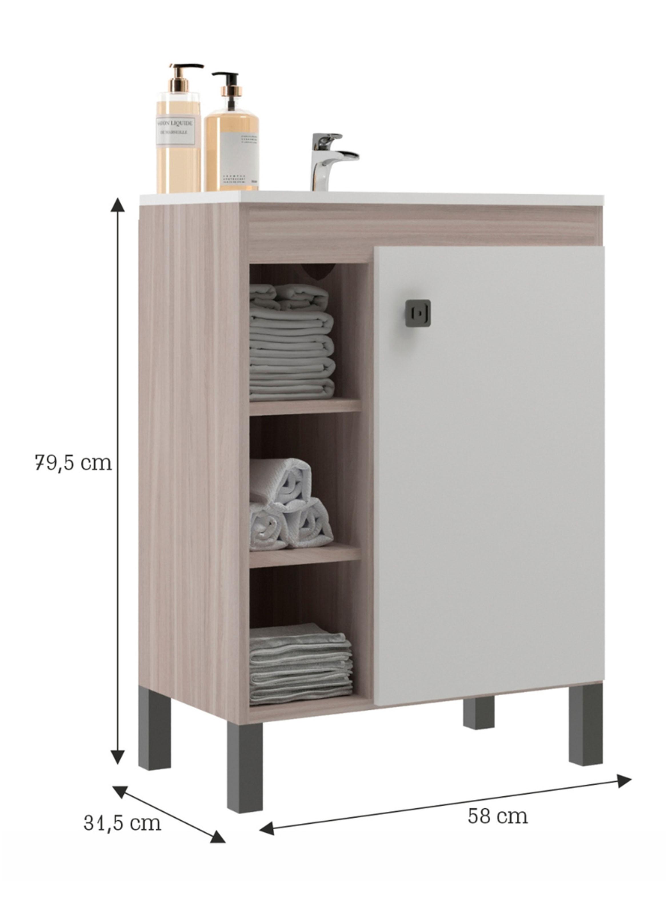 Mueble Baño con Lavamanos 1 Puerta 3 Espacios-1