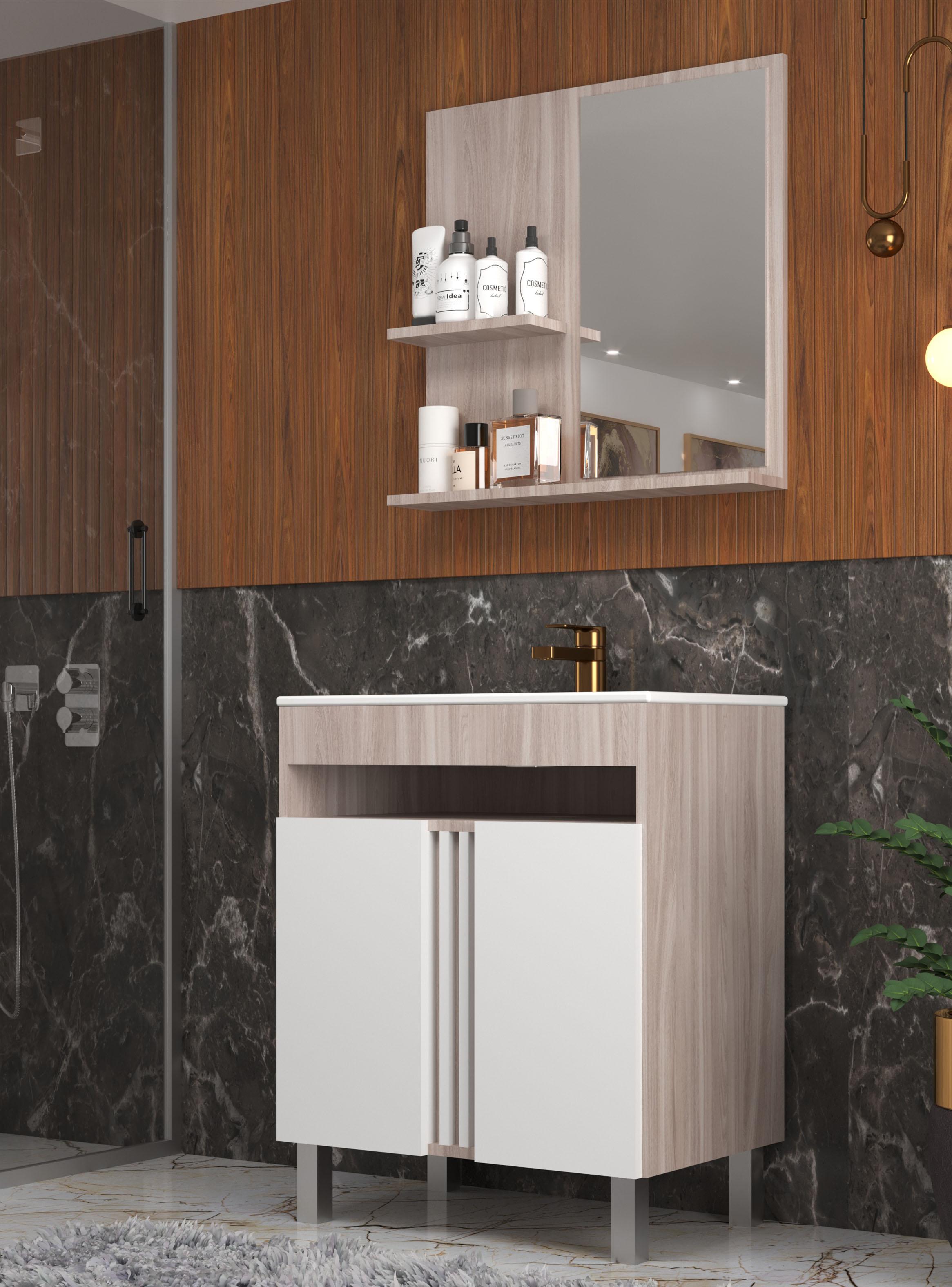 Mueble Baño con Lavamanos 2 Puertas Malbec Blanco-3