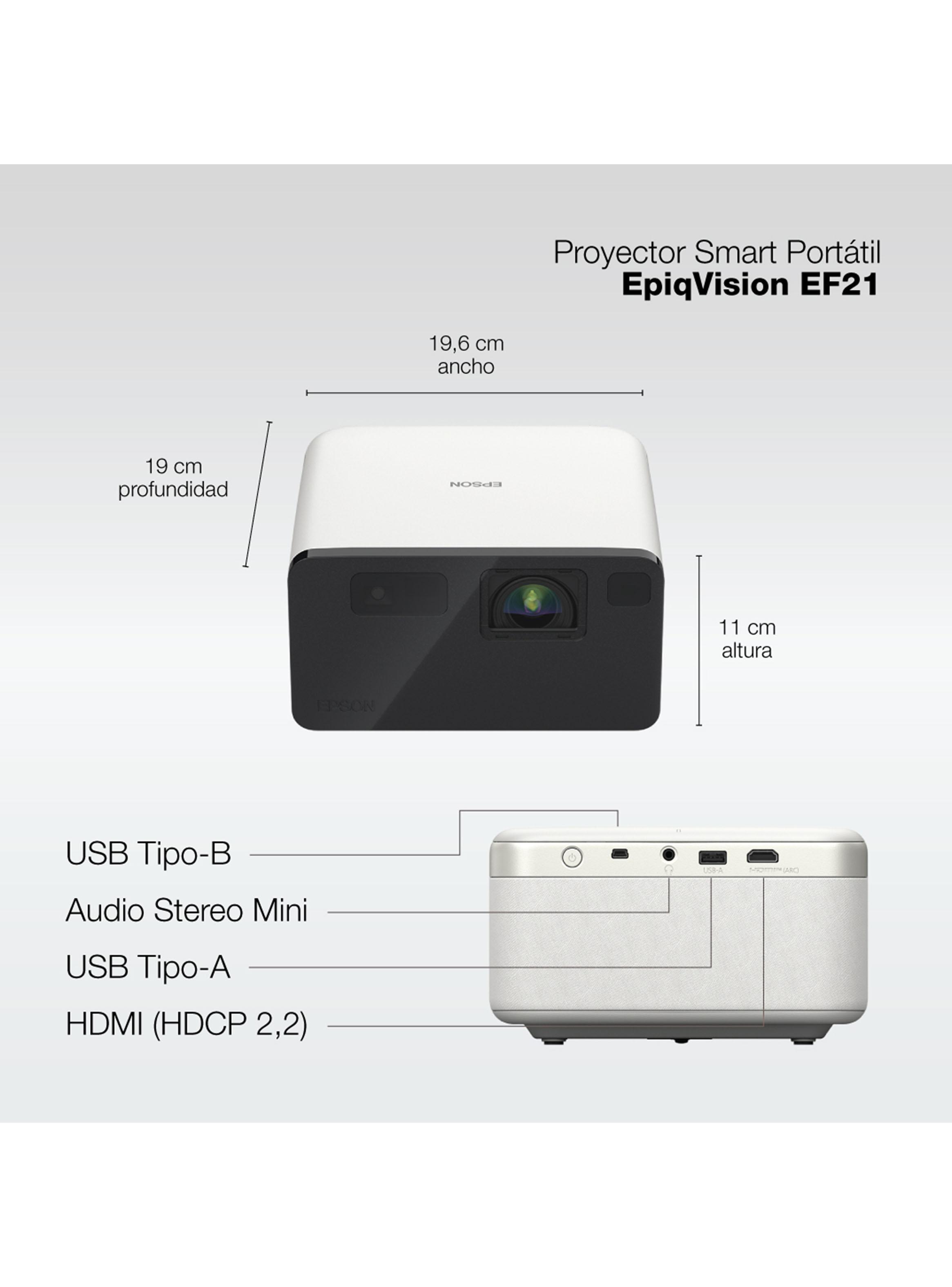 Proyector Láser Portátil EpiqVision EF21 Blanco-3