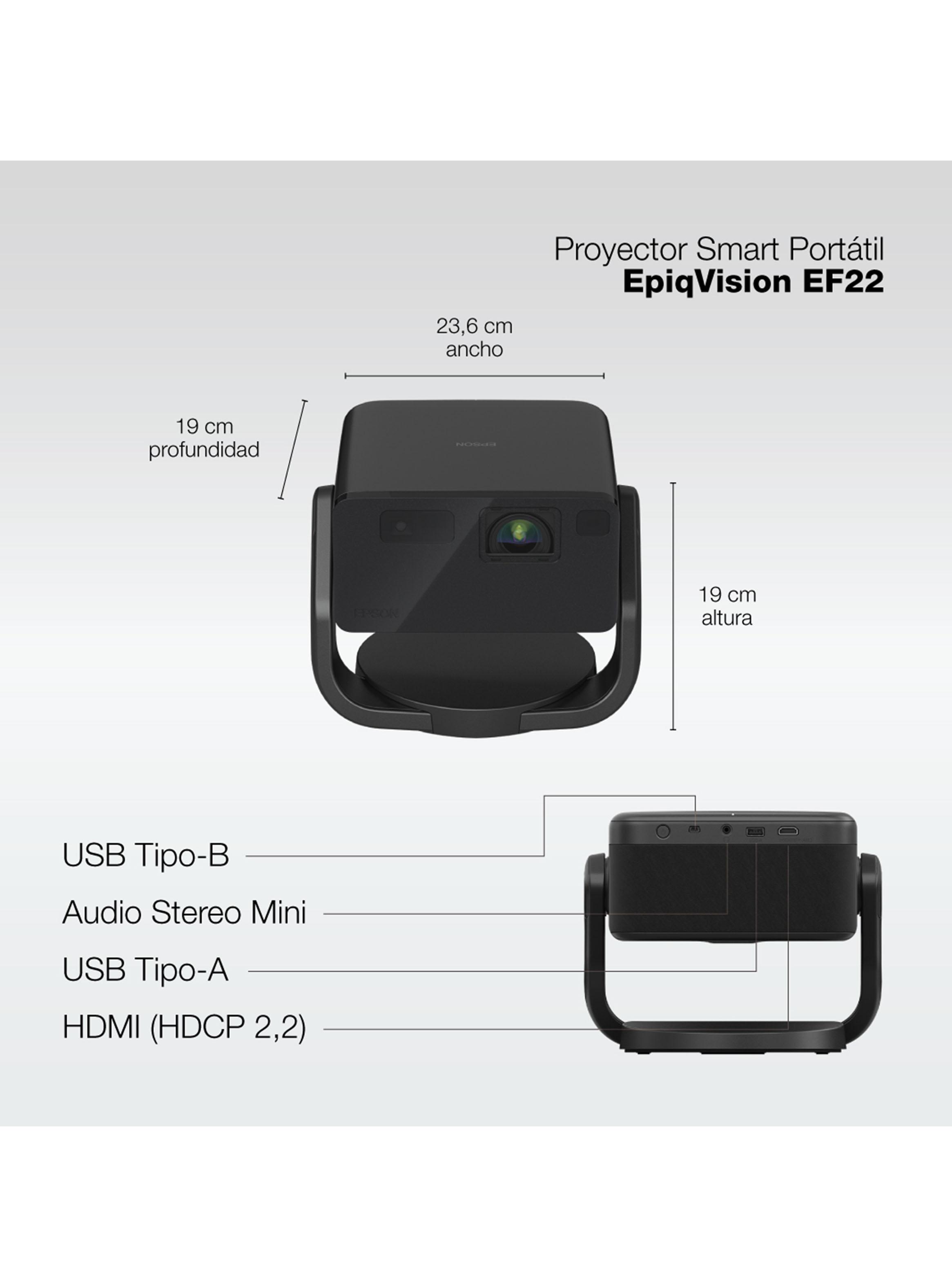 Proyector Láser Portátil EpiqVision EF22 Negro-4