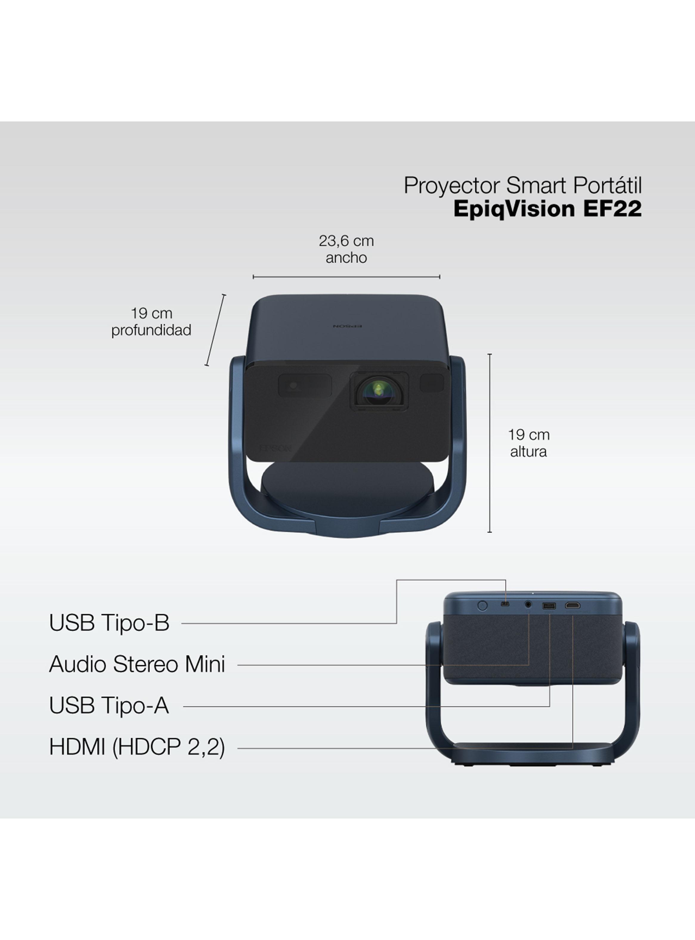 Proyector Láser Portátil EpiqVision EF22 Azul-3