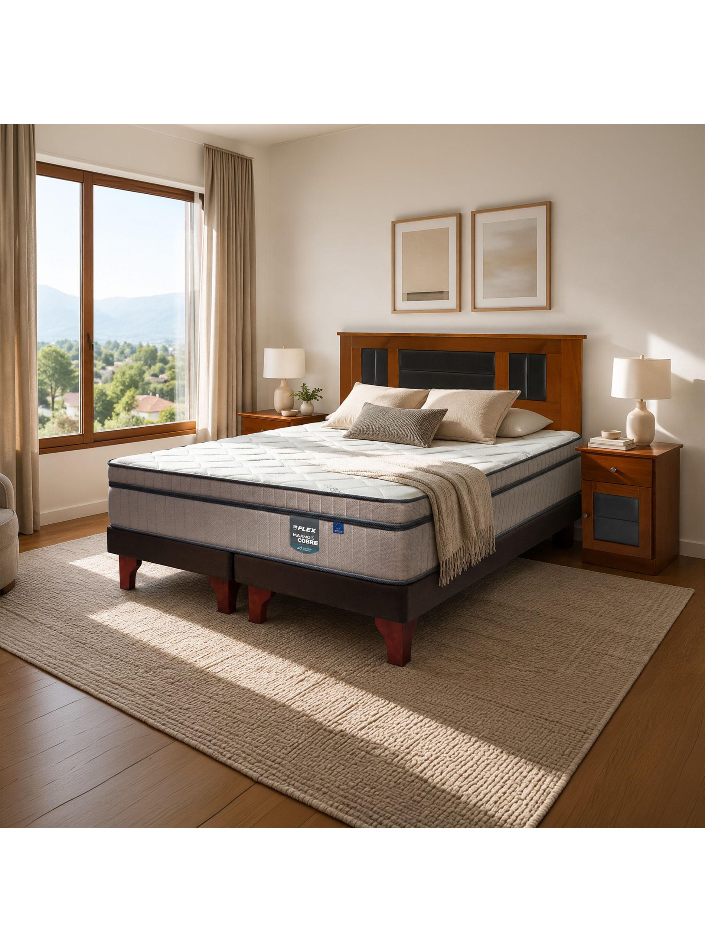 Cama Europea Máximo Cobre 2 Plazas Base Dividida + Set Muebles Lorraine-5