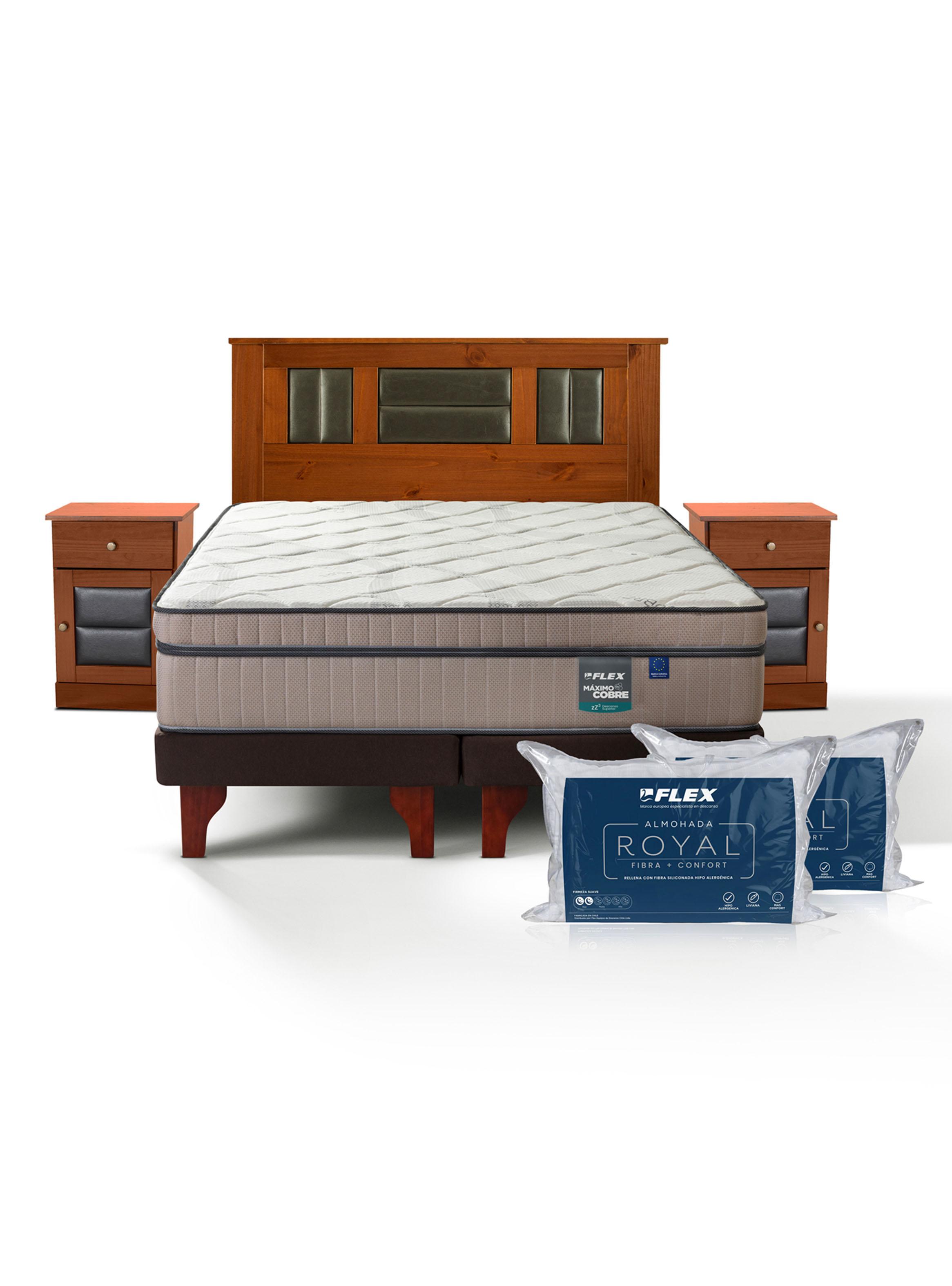 Cama Europea Máximo Cobre 2 Plazas Base Dividida + Set Lorraine + 2 Almohadas-2