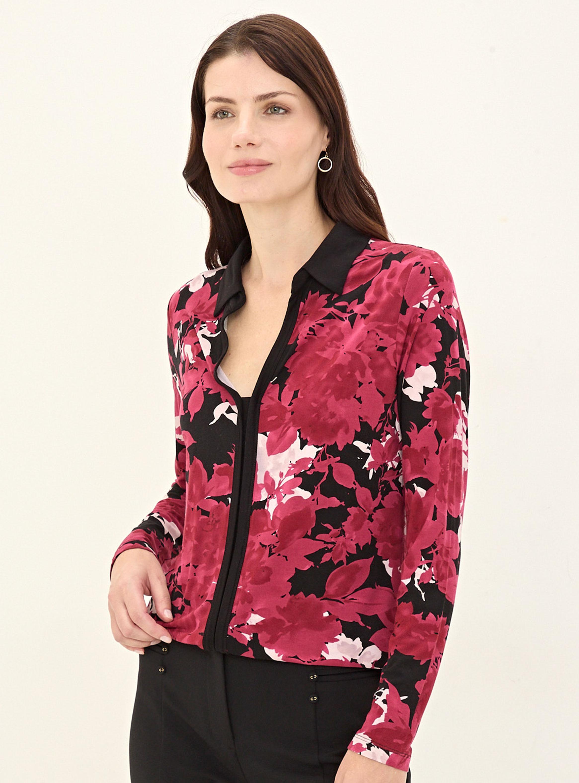 Polera Estampada con Cuello Camisero Vivos-0