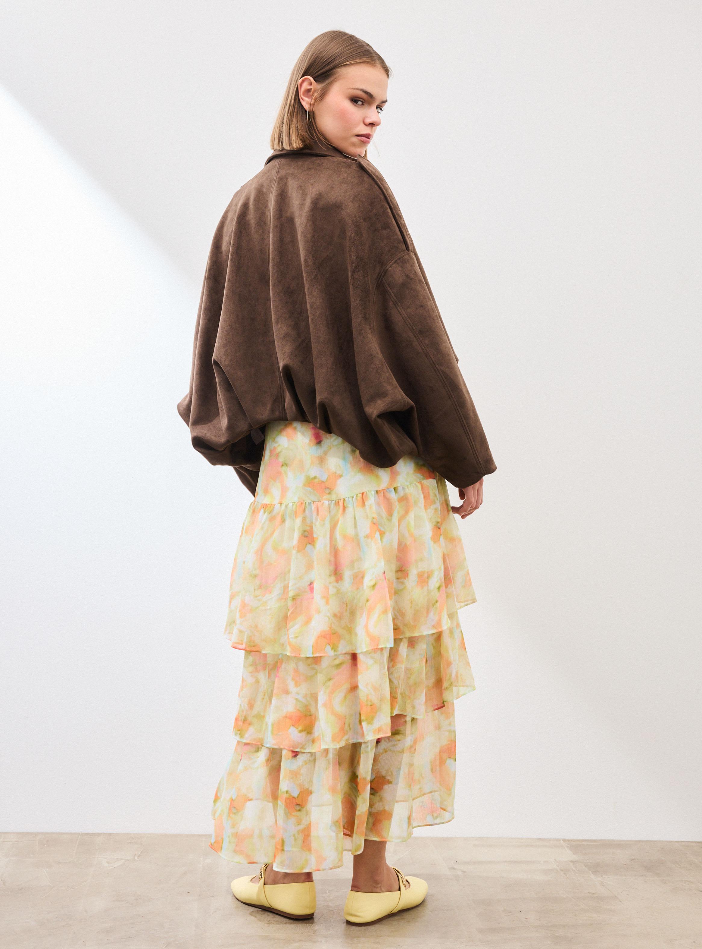 Chaqueta Bomber Cuello Solapa y Efecto Gamuza-5