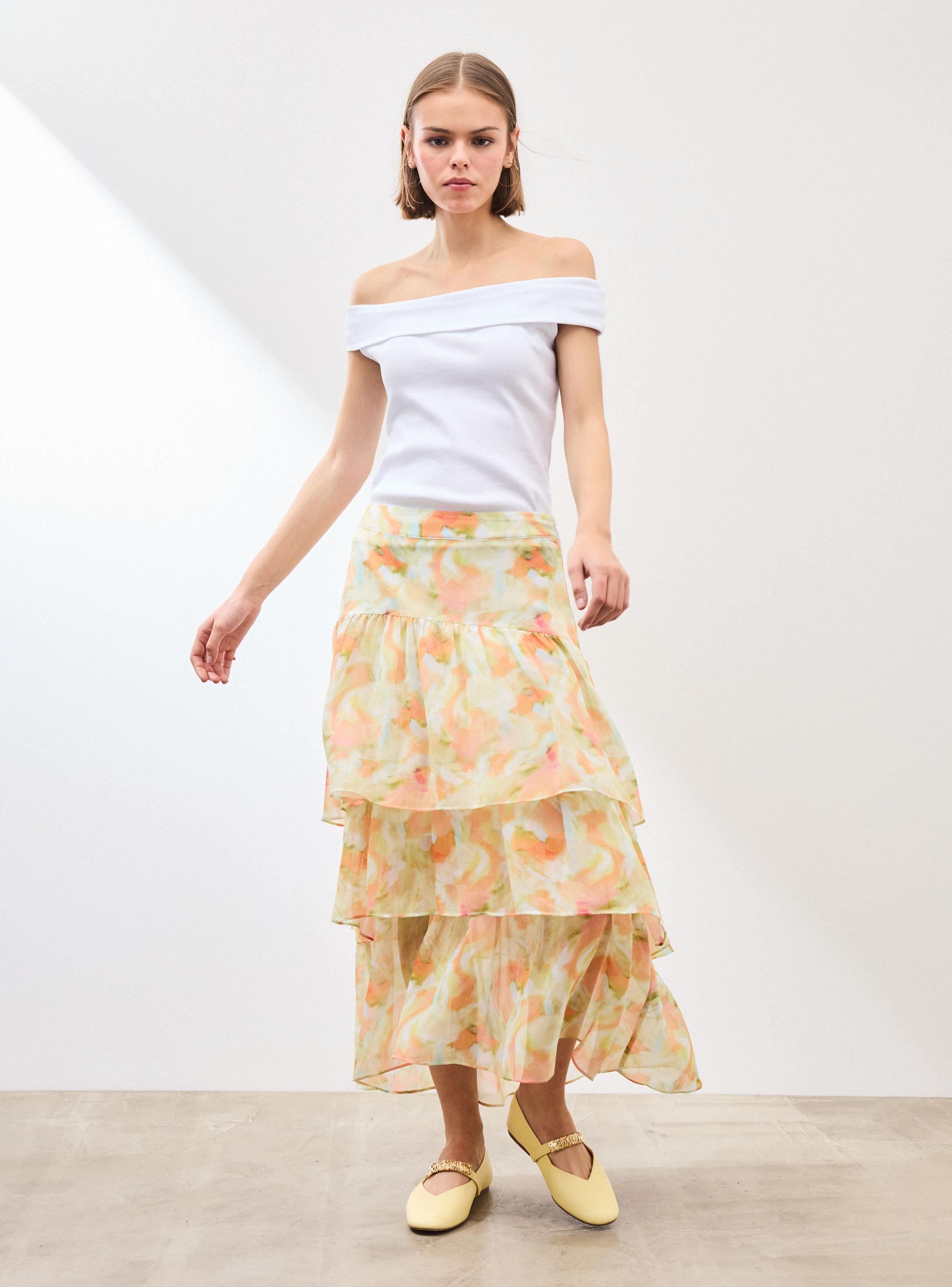 Falda Maxi Estampada con Diseño de Vuelos-4