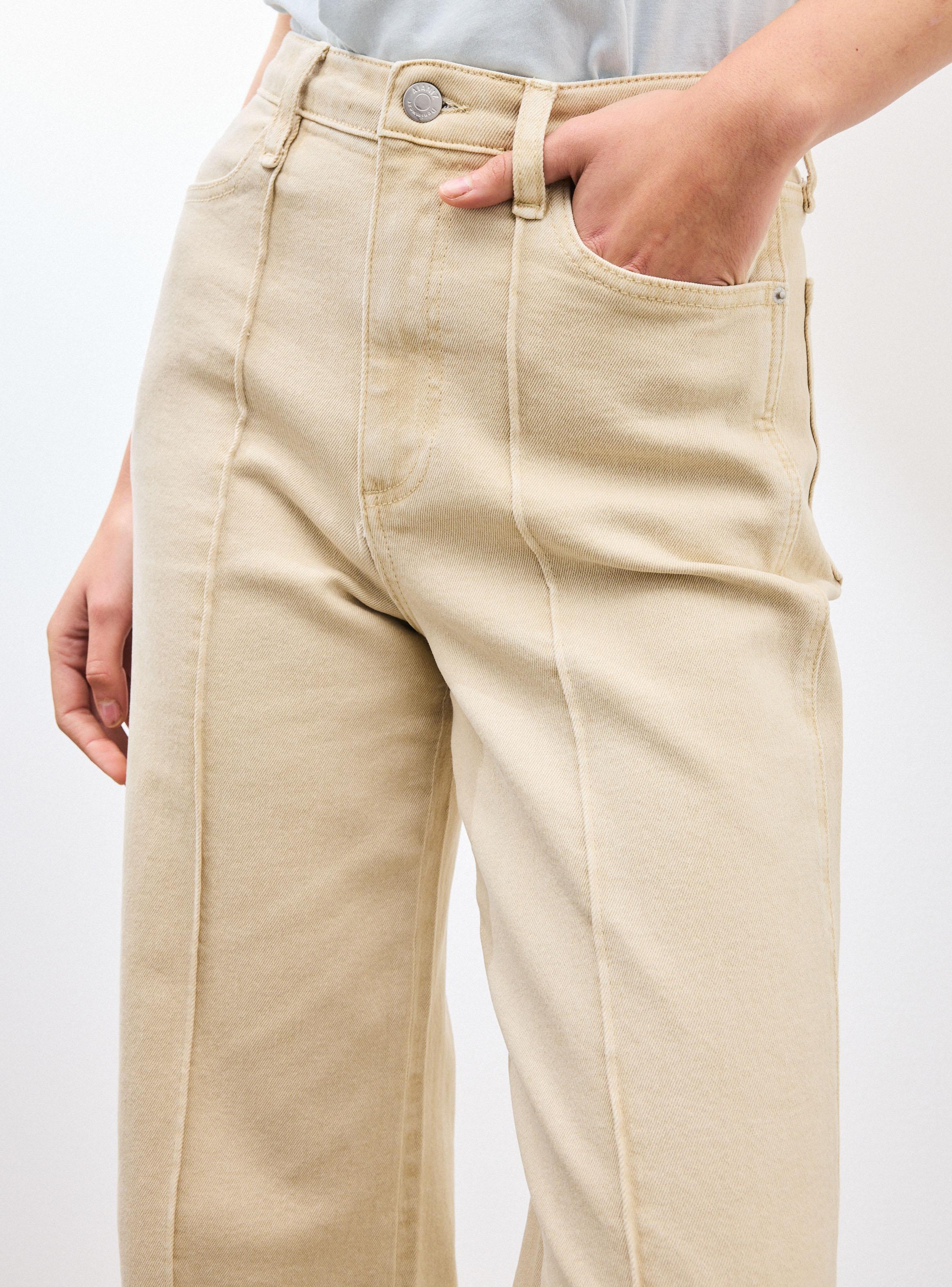 Jeans Wide Leg Corte Central en la Pierna-2