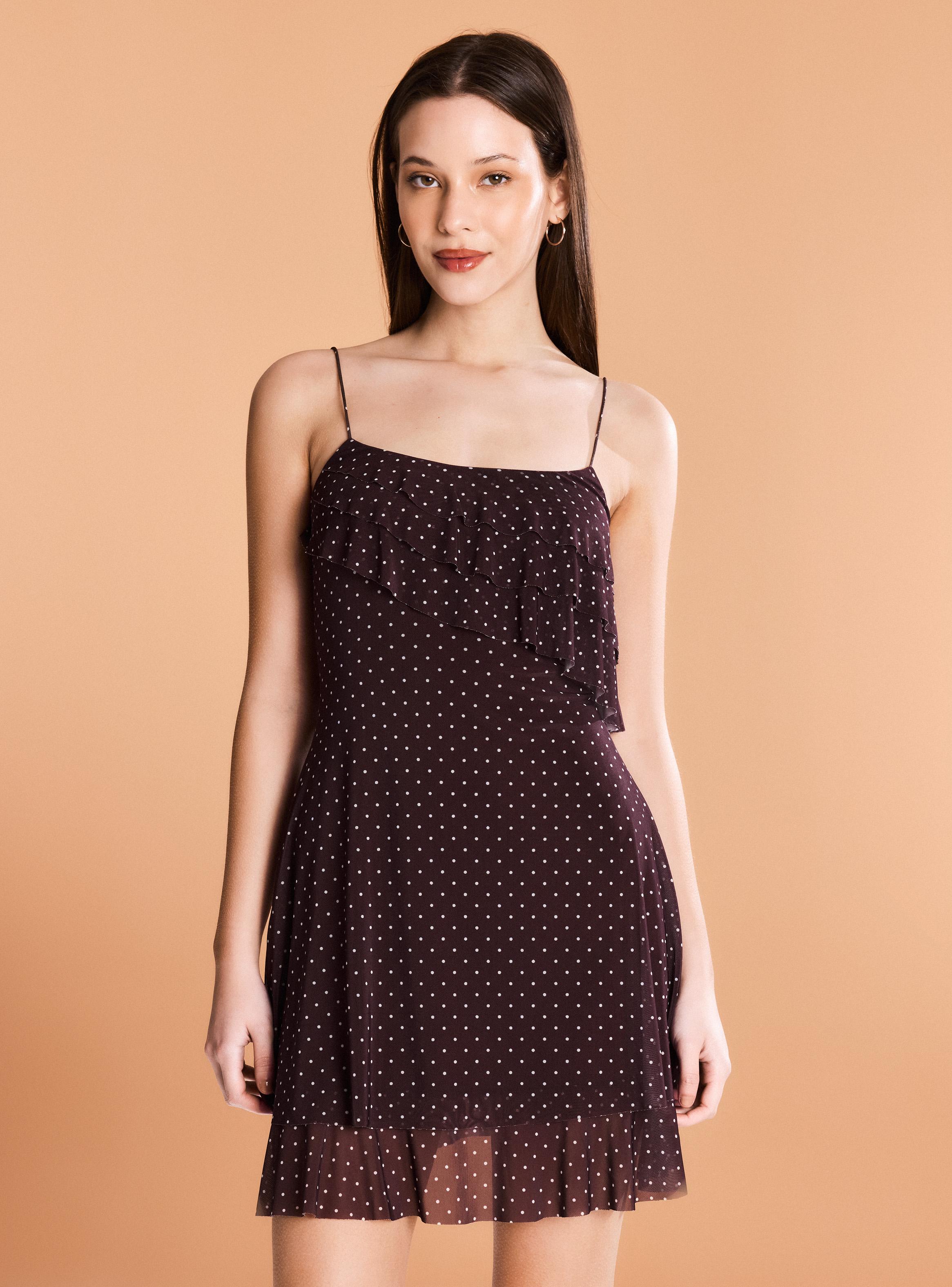 Vestido Midi Malla con Volantes-0