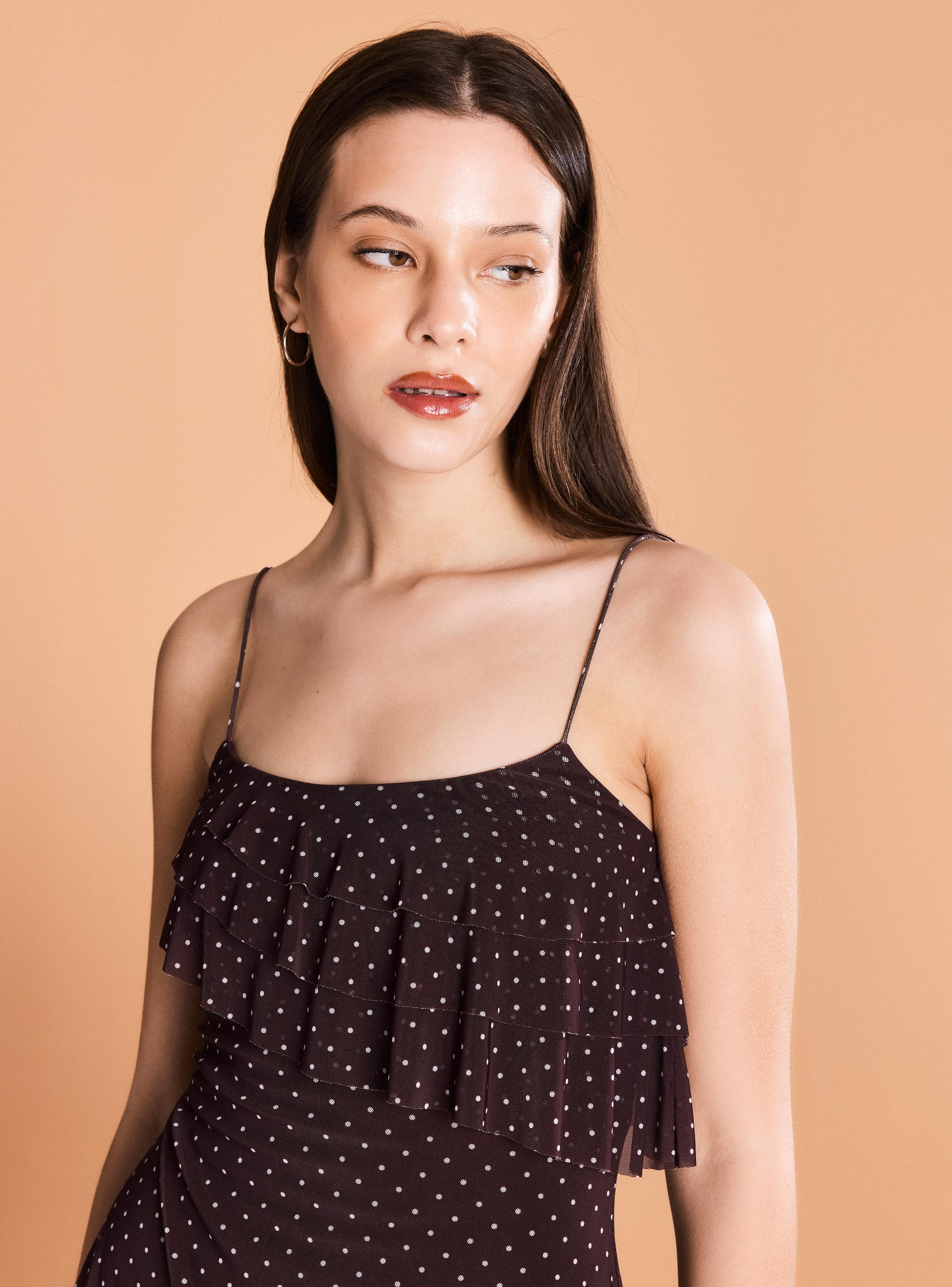 Vestido Midi Malla con Volantes-2