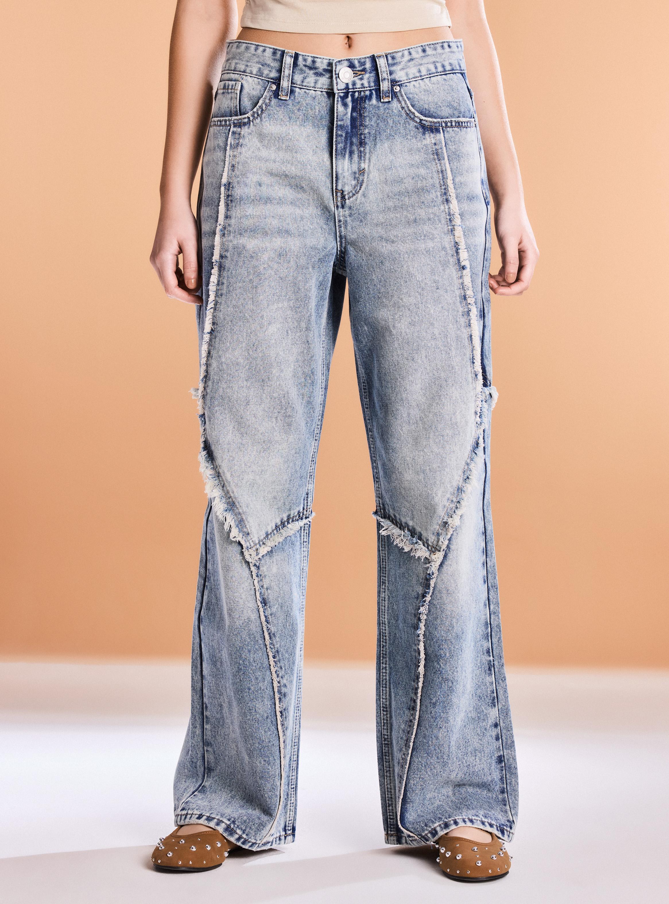 Jeans Baggy Low Rise Detalle Flecos-0