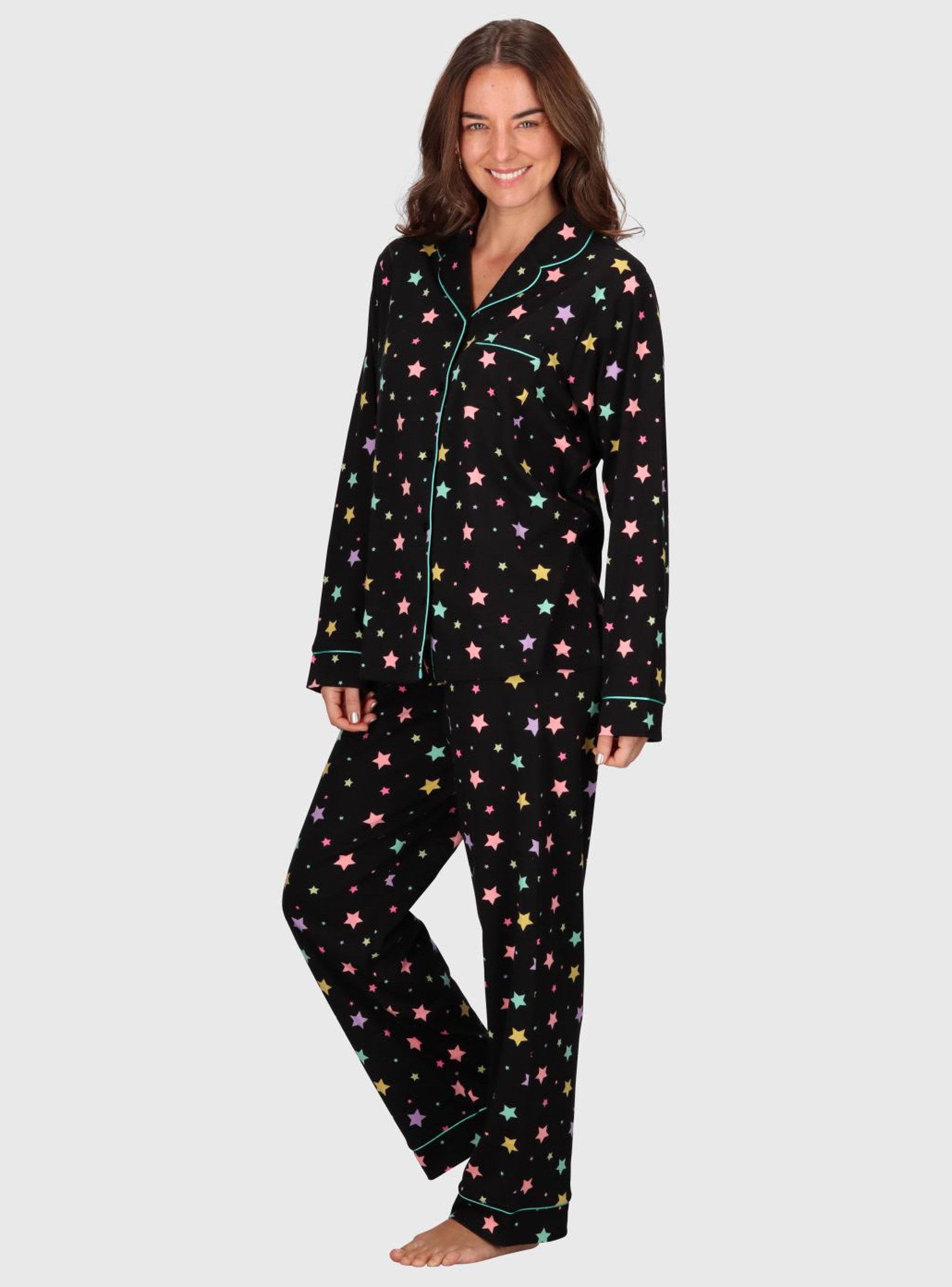 Pijama Largo Estrellitas Color Algodón-2