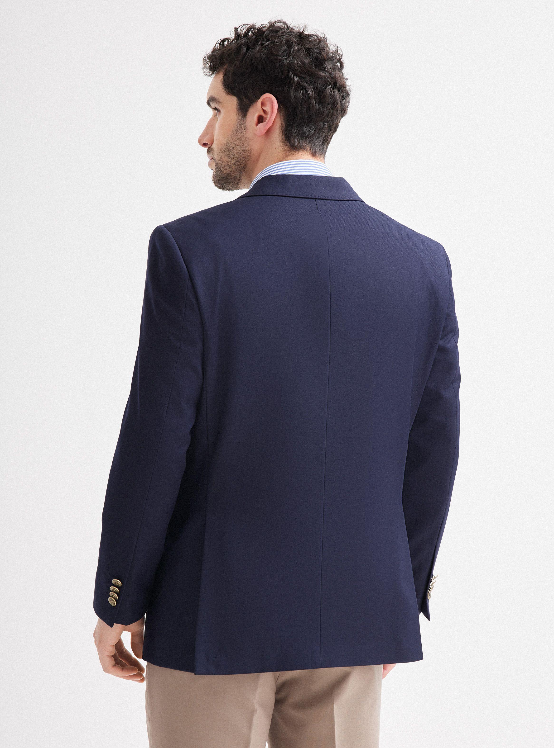 Vestón Recto Azul Botones Dorados-1