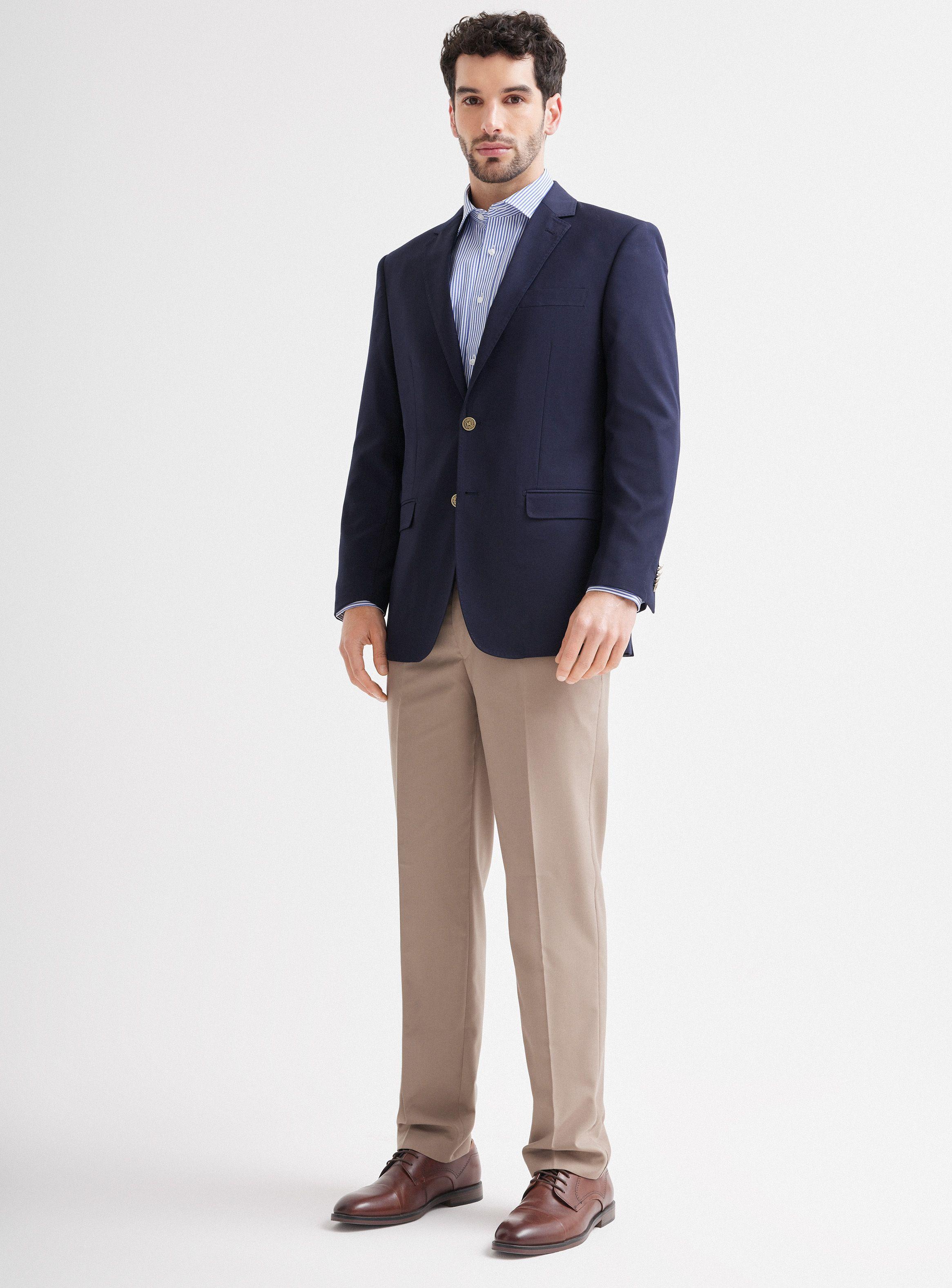 Vestón Recto Azul Botones Dorados-4