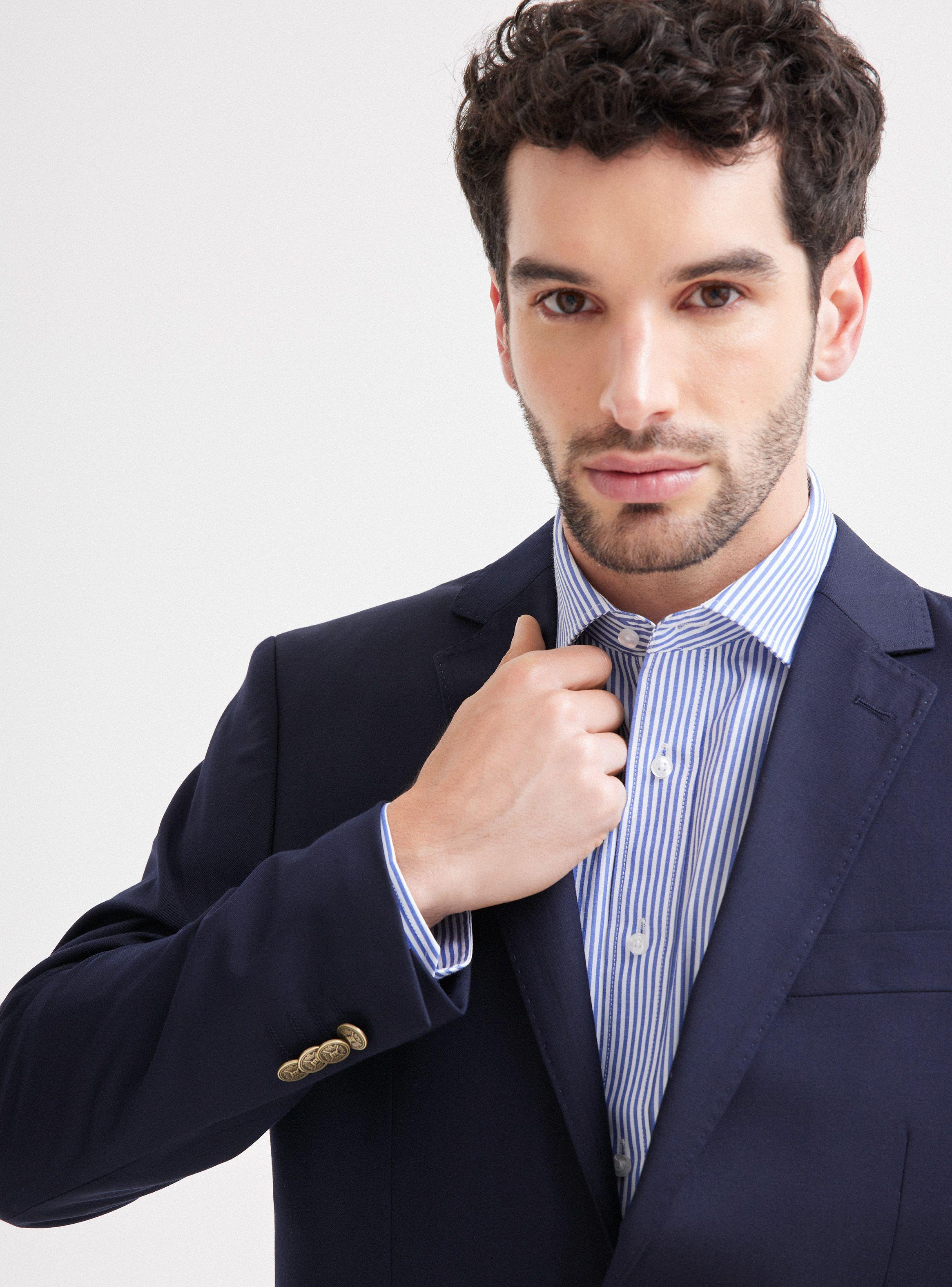 Vestón Recto Azul Botones Dorados-2