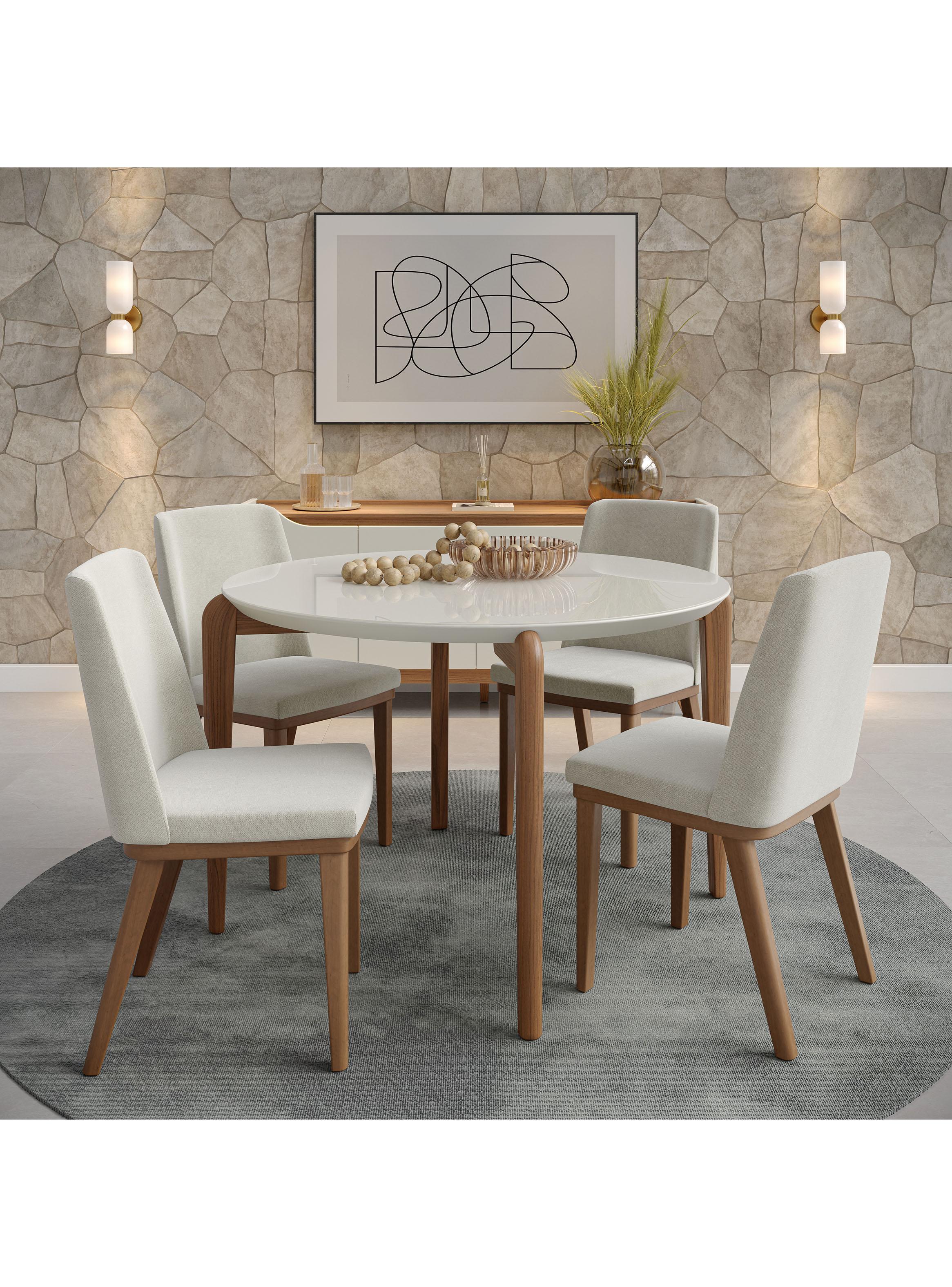 Juego de Comedor Redondo Donatella 115 + 4 Sillas Kalina-3