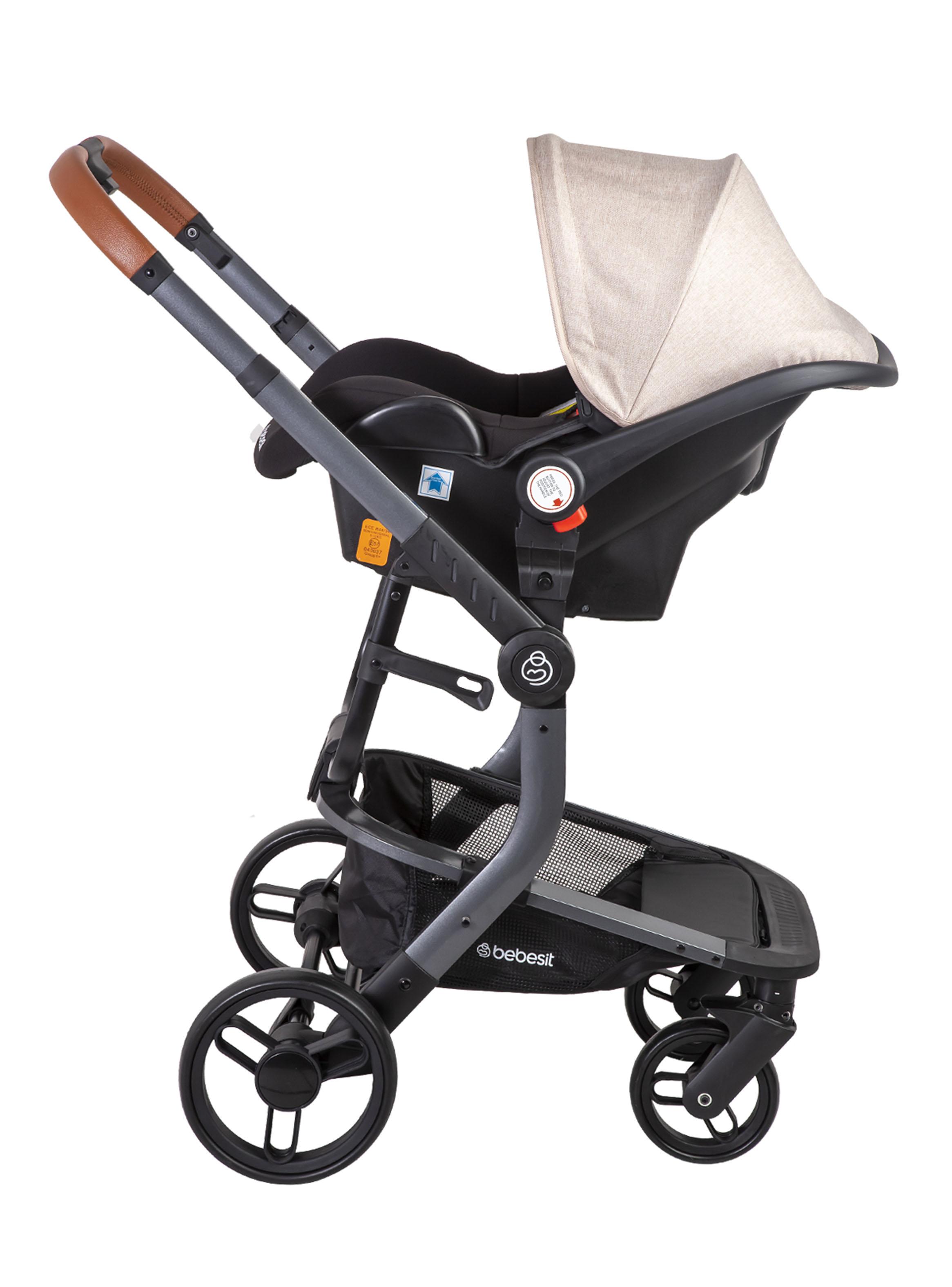 Coche Cuna Travel System Bebé Taurus con Base Beige-2