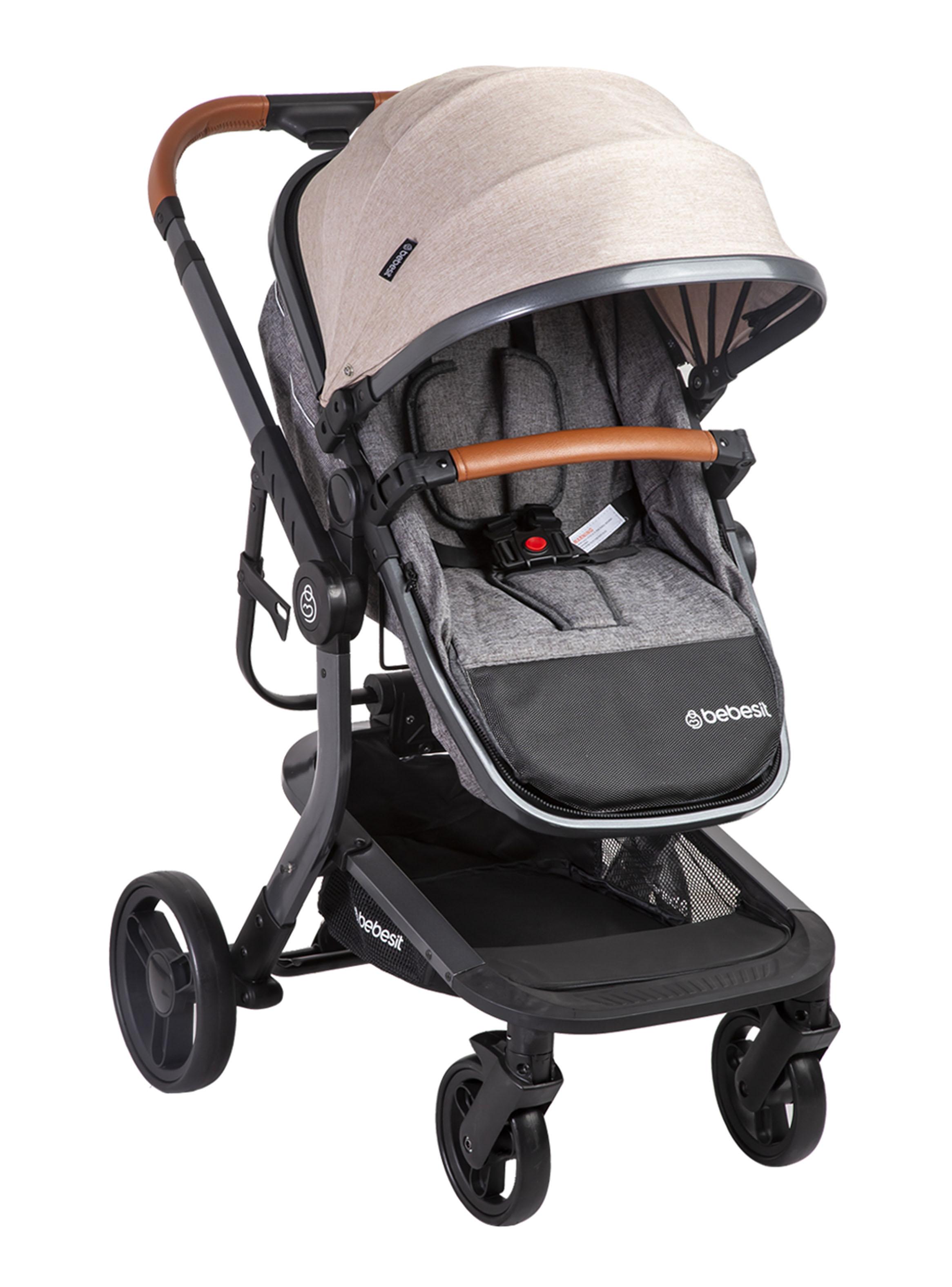 Coche Cuna Travel System Bebé Taurus con Base Beige-1