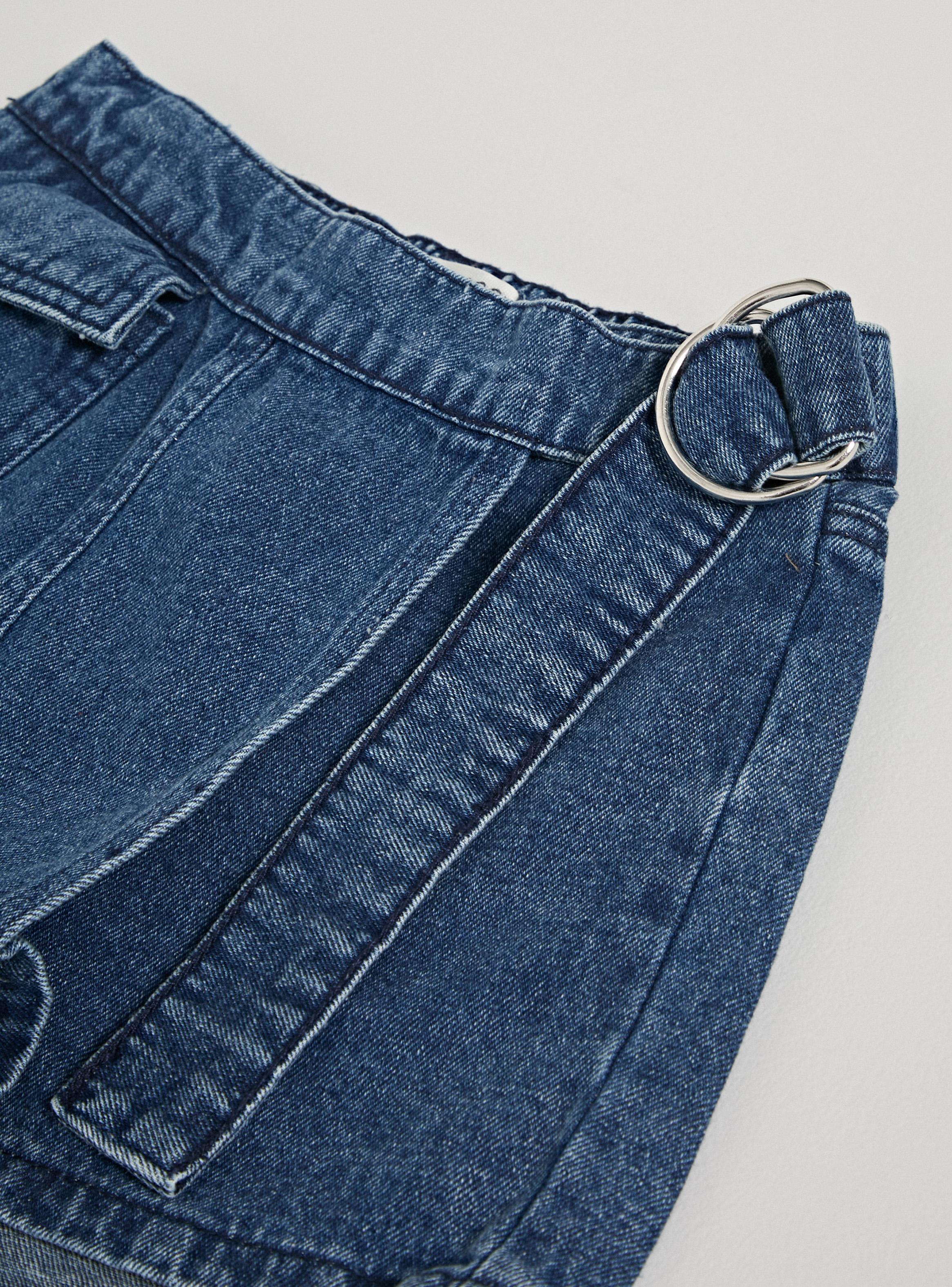 Short Tipo Skort Denim con Pasador Lateral-2