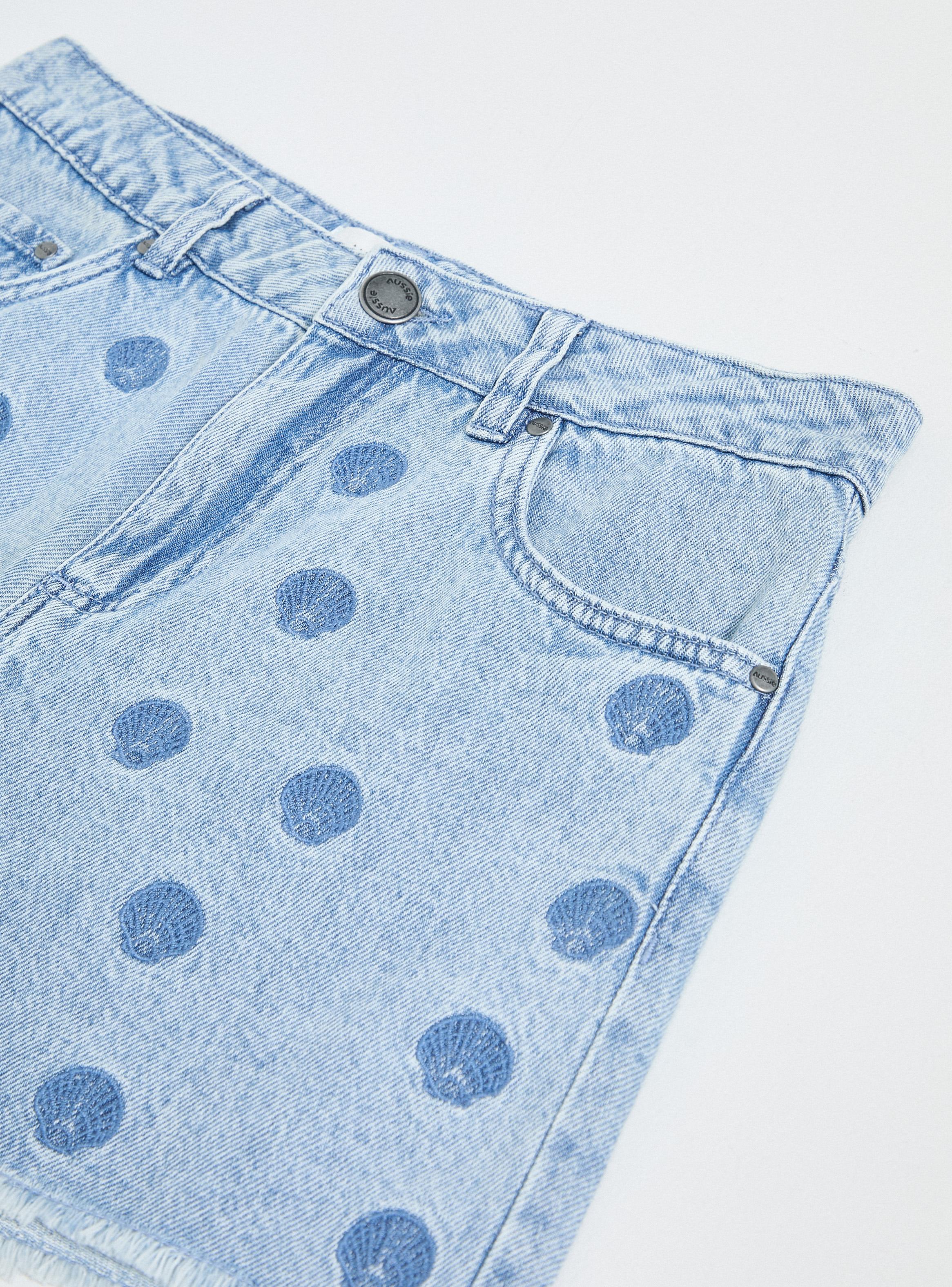 Short Denim Bordado Seashell-2