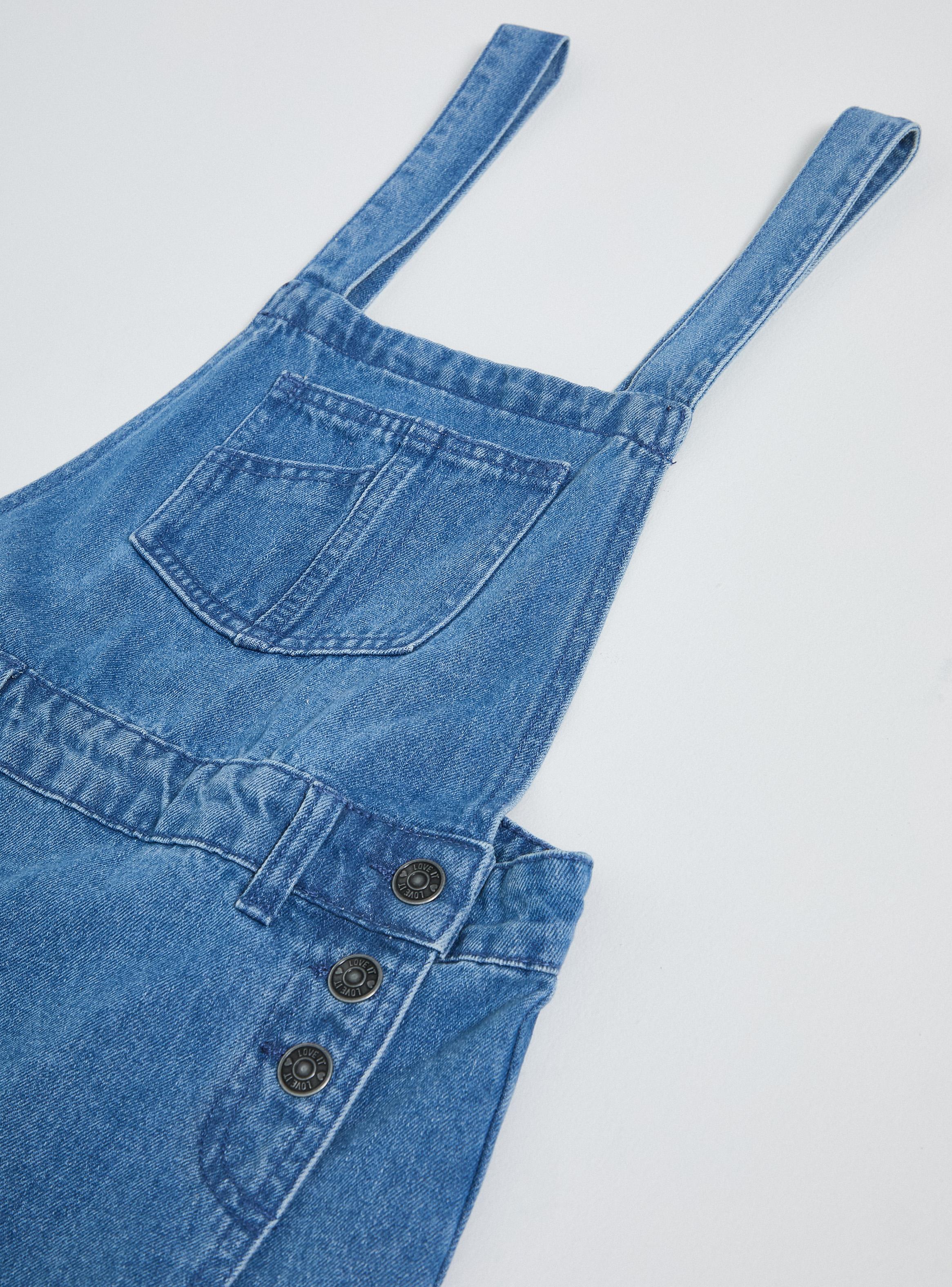 Jardinera Tipo Falda Denim con Bolsillo Frontal-2