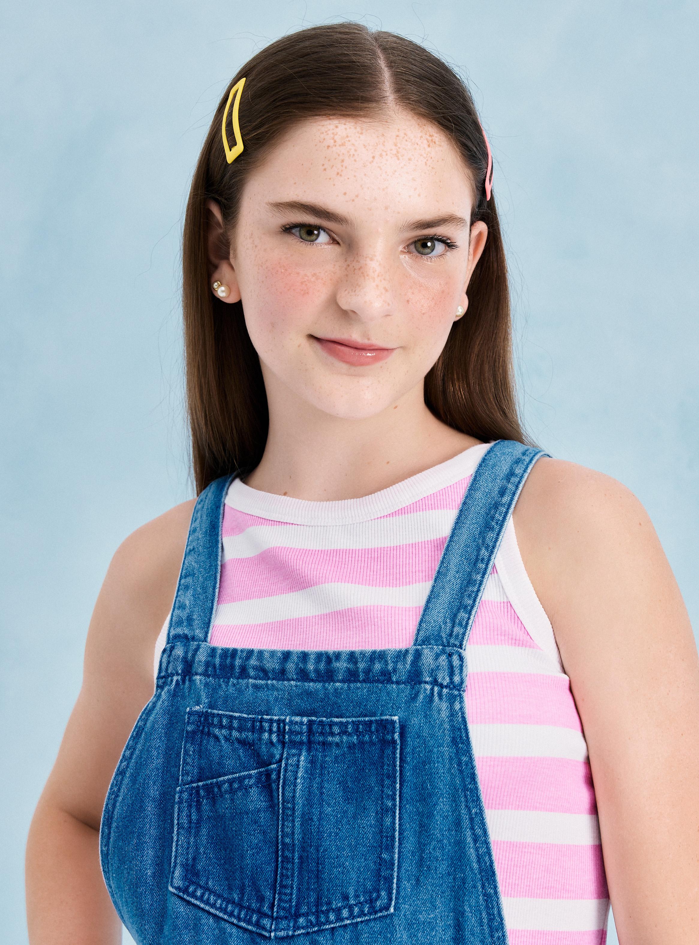 Jardinera Tipo Falda Denim con Bolsillo Frontal-4