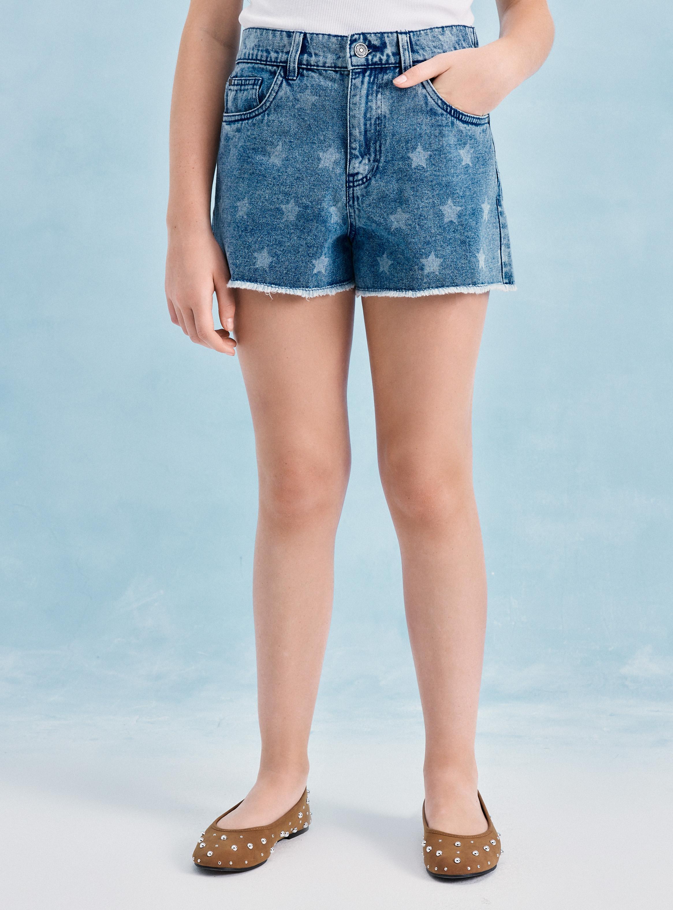 Short Denim Estampado en Contraste-4