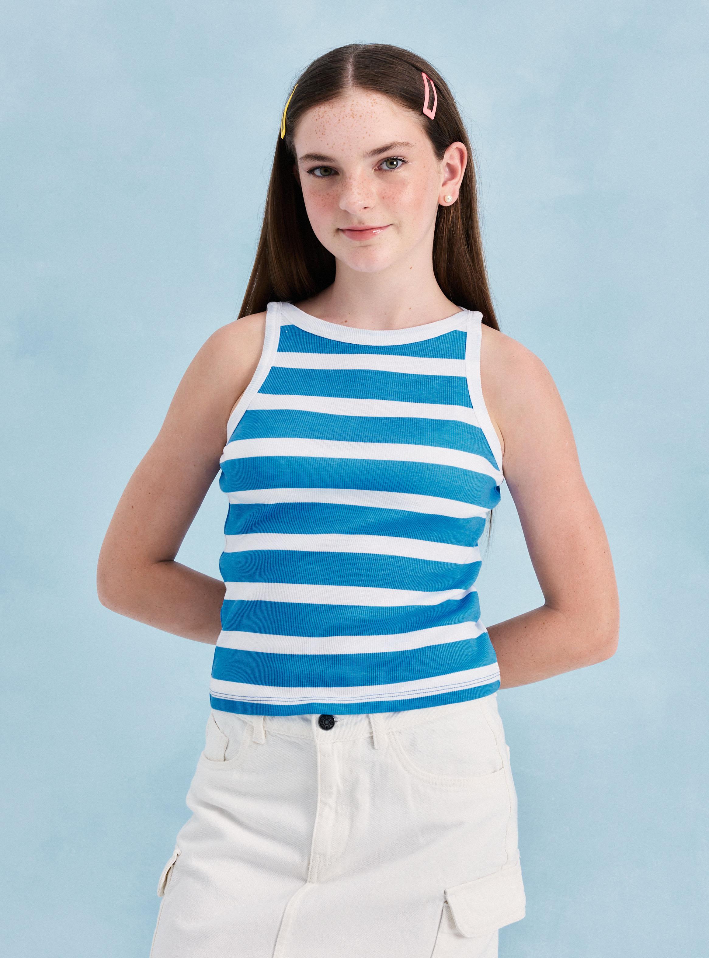 Polera Rib Estampada Rayas Niñas-3