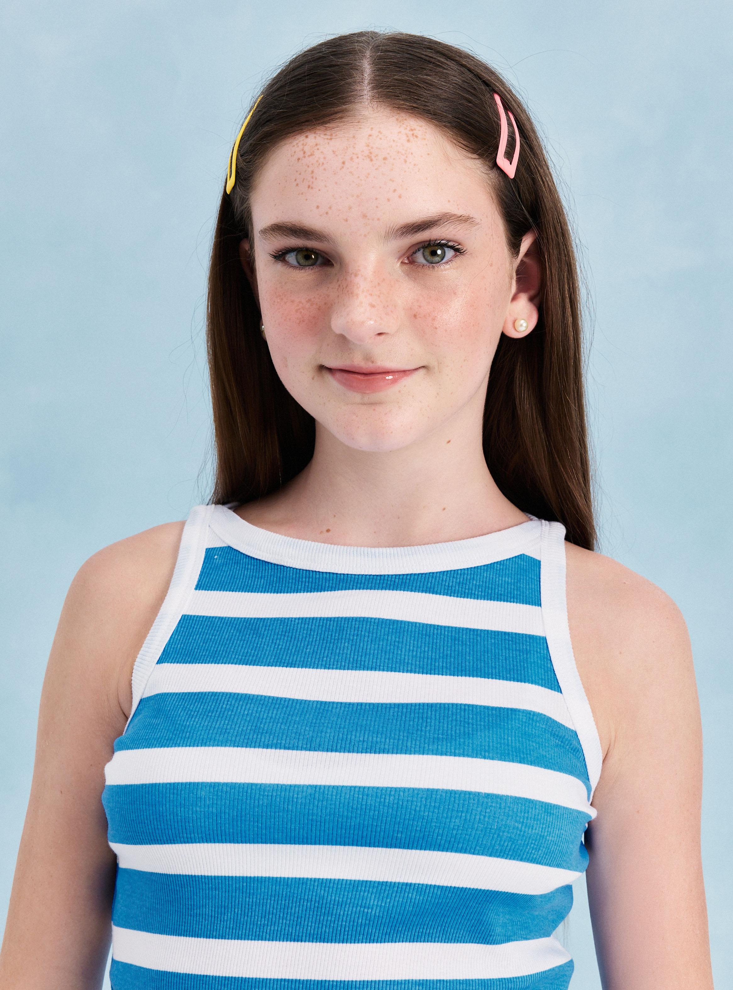 Polera Rib Estampada Rayas Niñas-4
