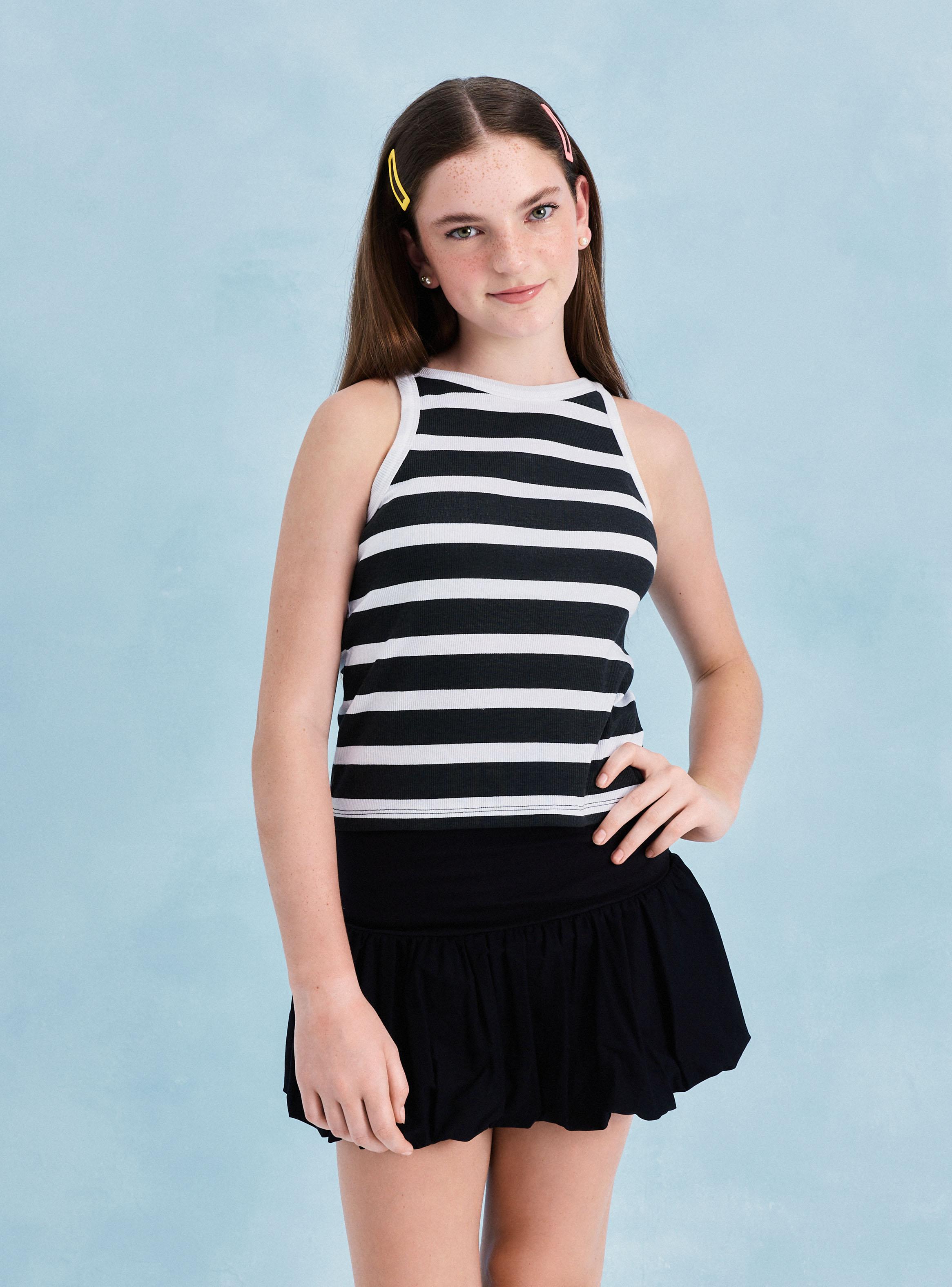 Polera Rib Estampada Rayas Niñas-0