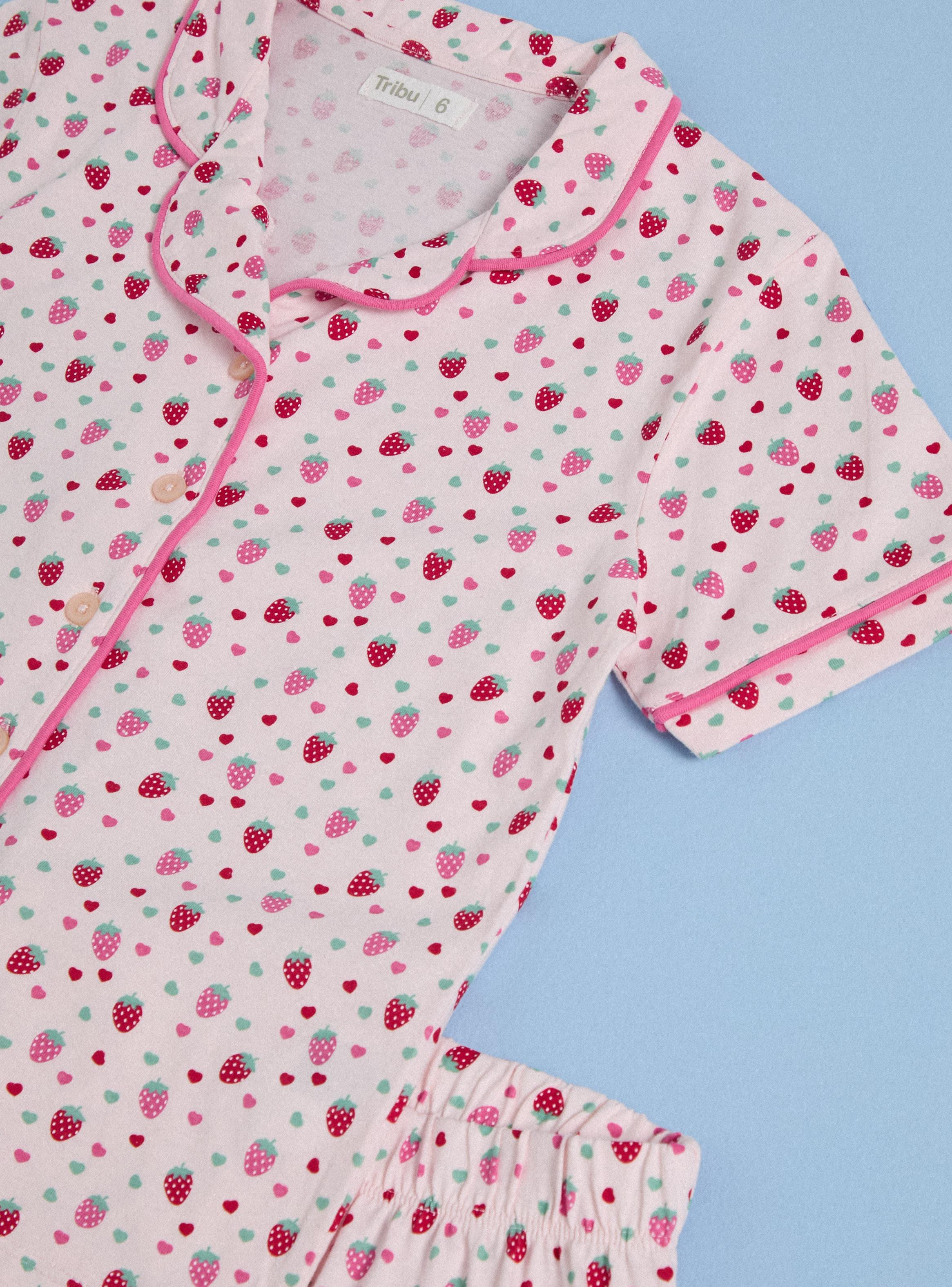 Pijama Camisero Estampado Frutillas Jersey-2