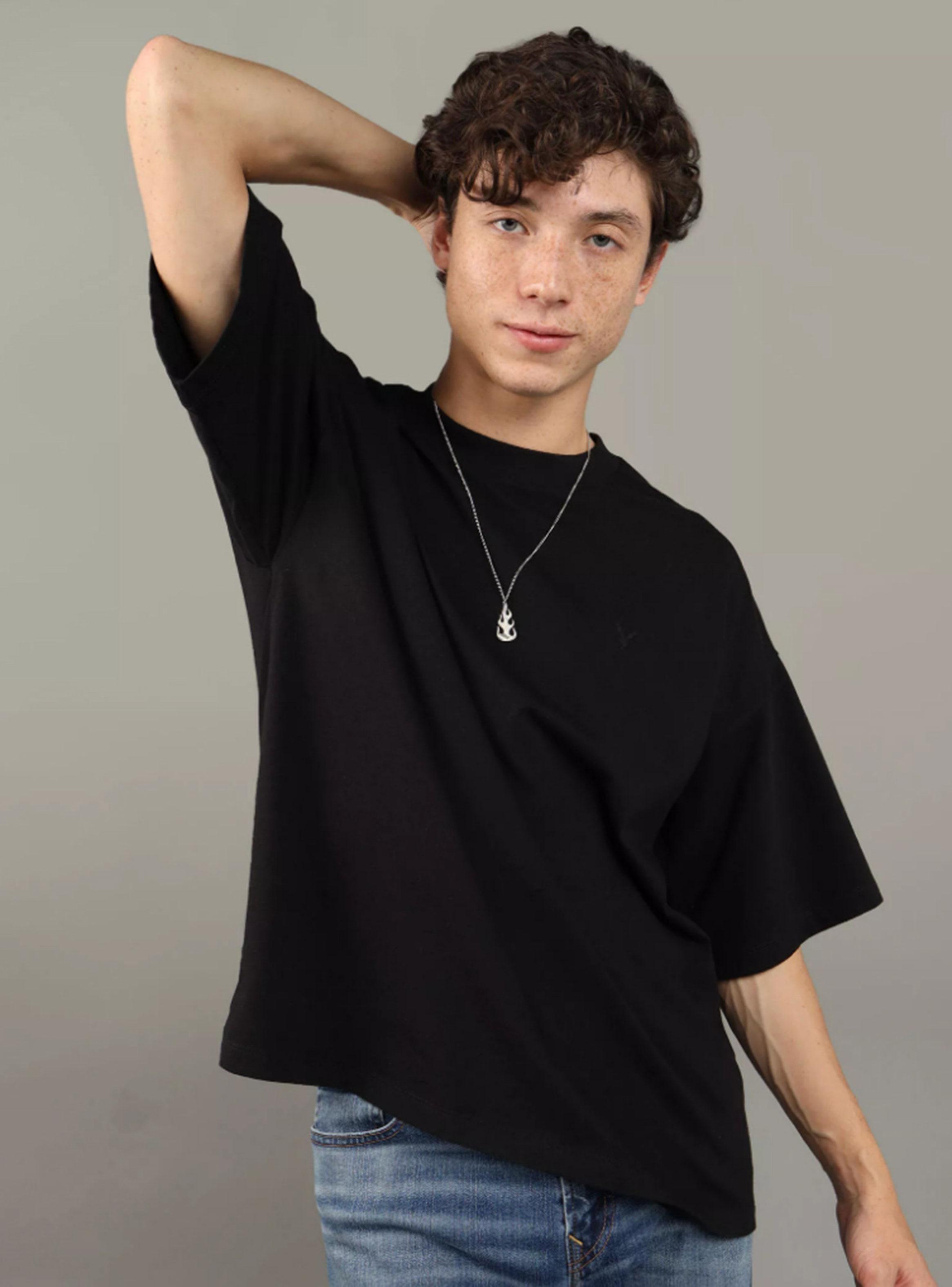 Polera extragrande con cuello redondo -0