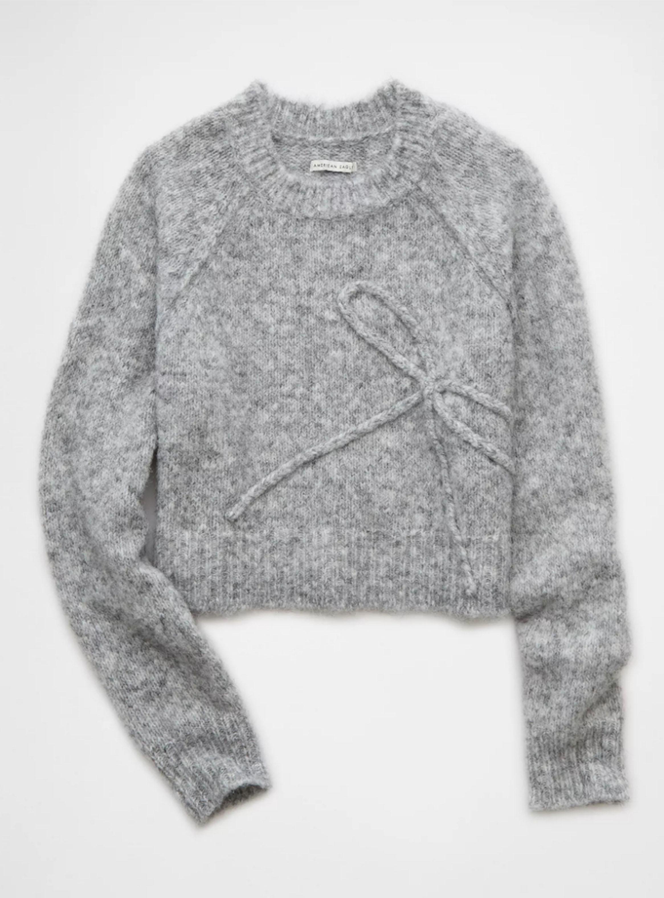 Sweater Ae Cortado con Cuello Redondo Moño-4