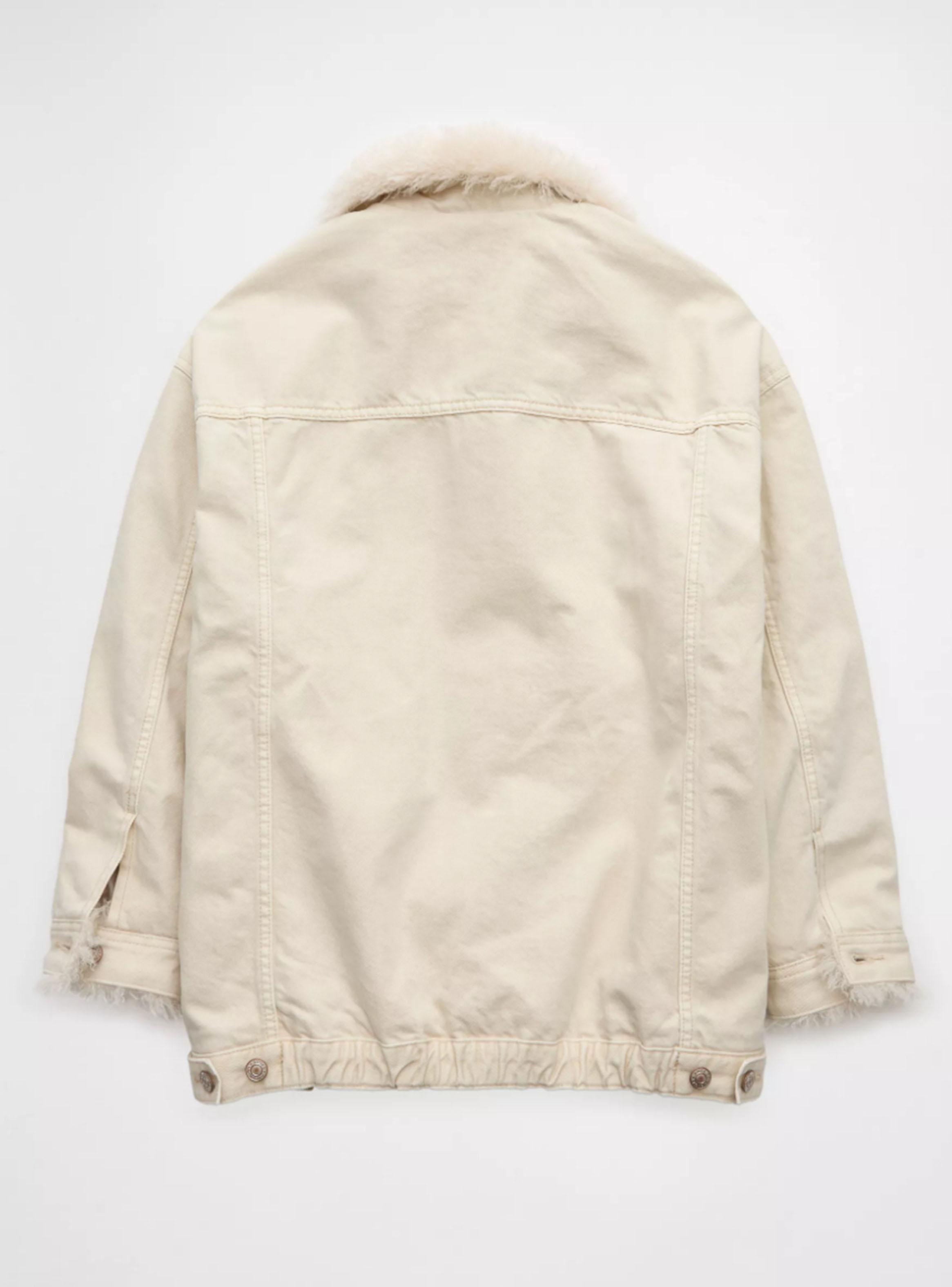 Chaqueta Camionero Tela de Rizo y Denim Crudo-3